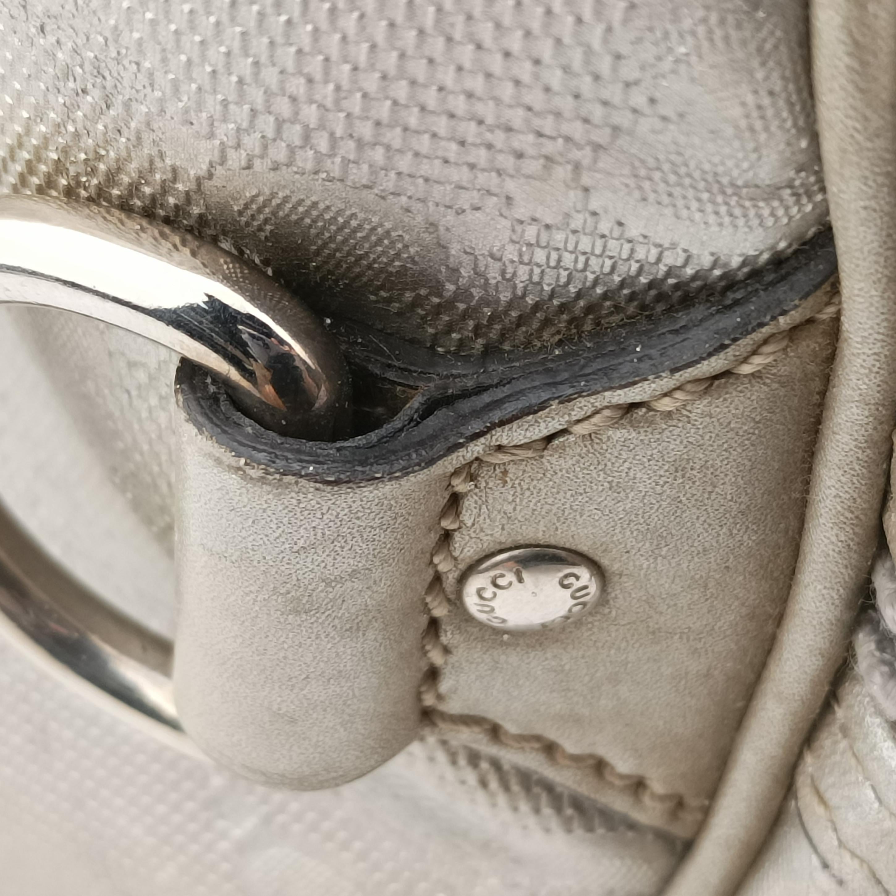 Pre-owned Gucci GG plus Spring Joy GG Supreme Silver PVC coated canvas 203696 bostonbag | stylenewstar