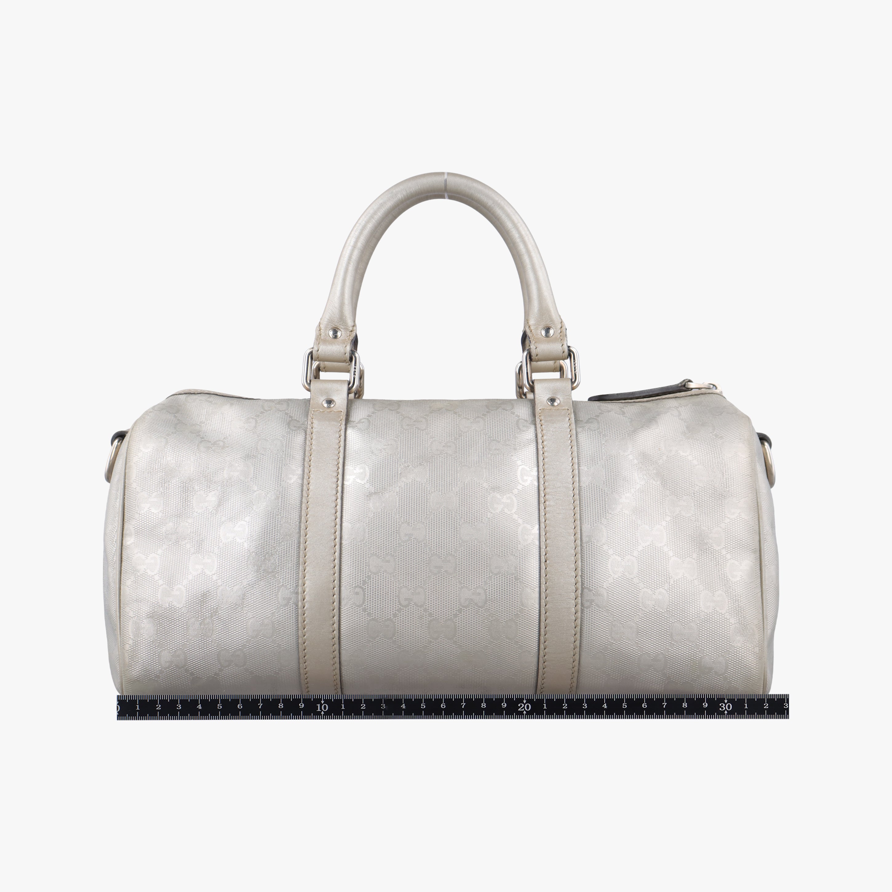 Pre-owned Gucci GG plus Spring Joy GG Supreme Silver PVC coated canvas 203696 bostonbag | stylenewstar