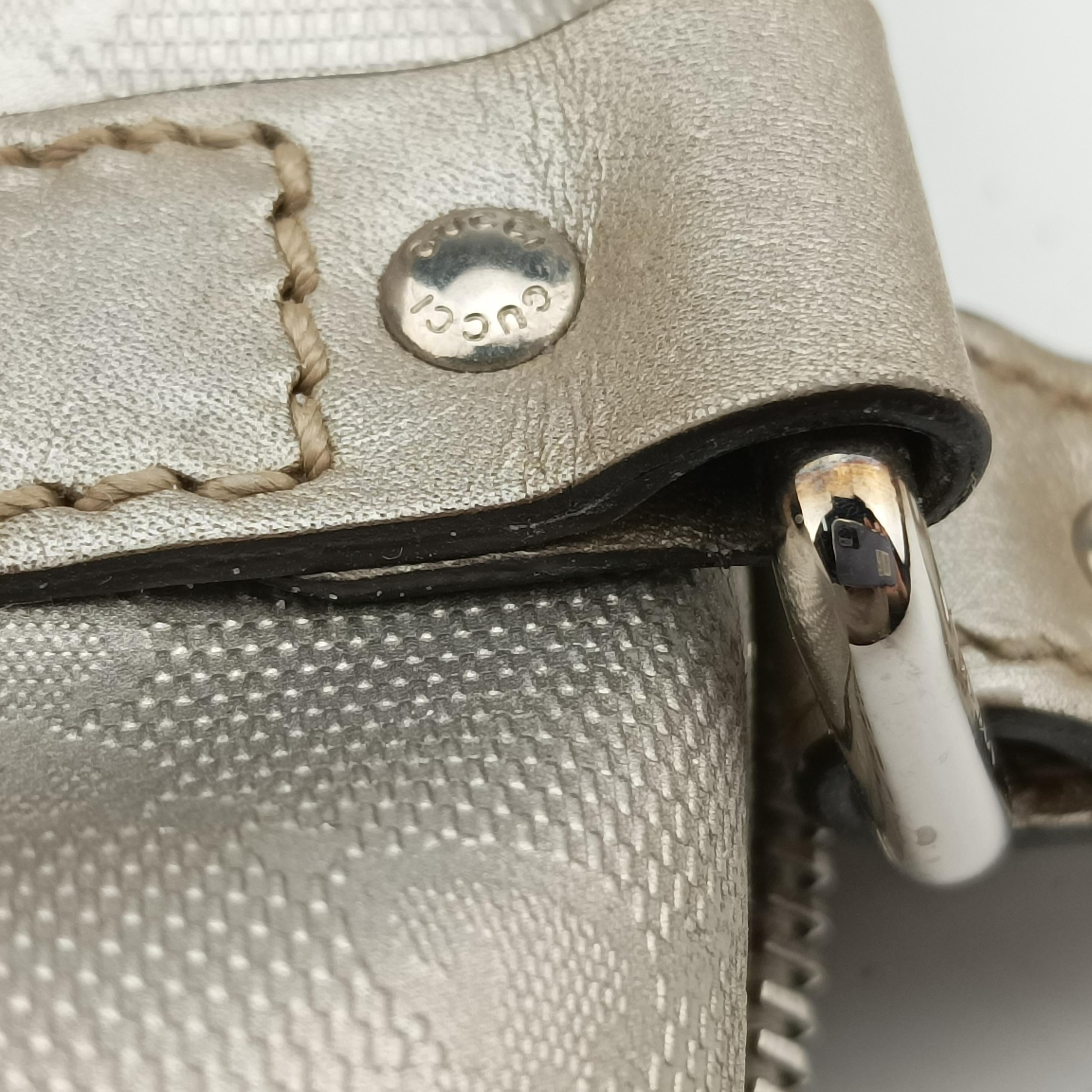 Pre-owned Gucci GG plus Spring Joy GG Supreme Silver PVC coated canvas 203696 bostonbag | stylenewstar