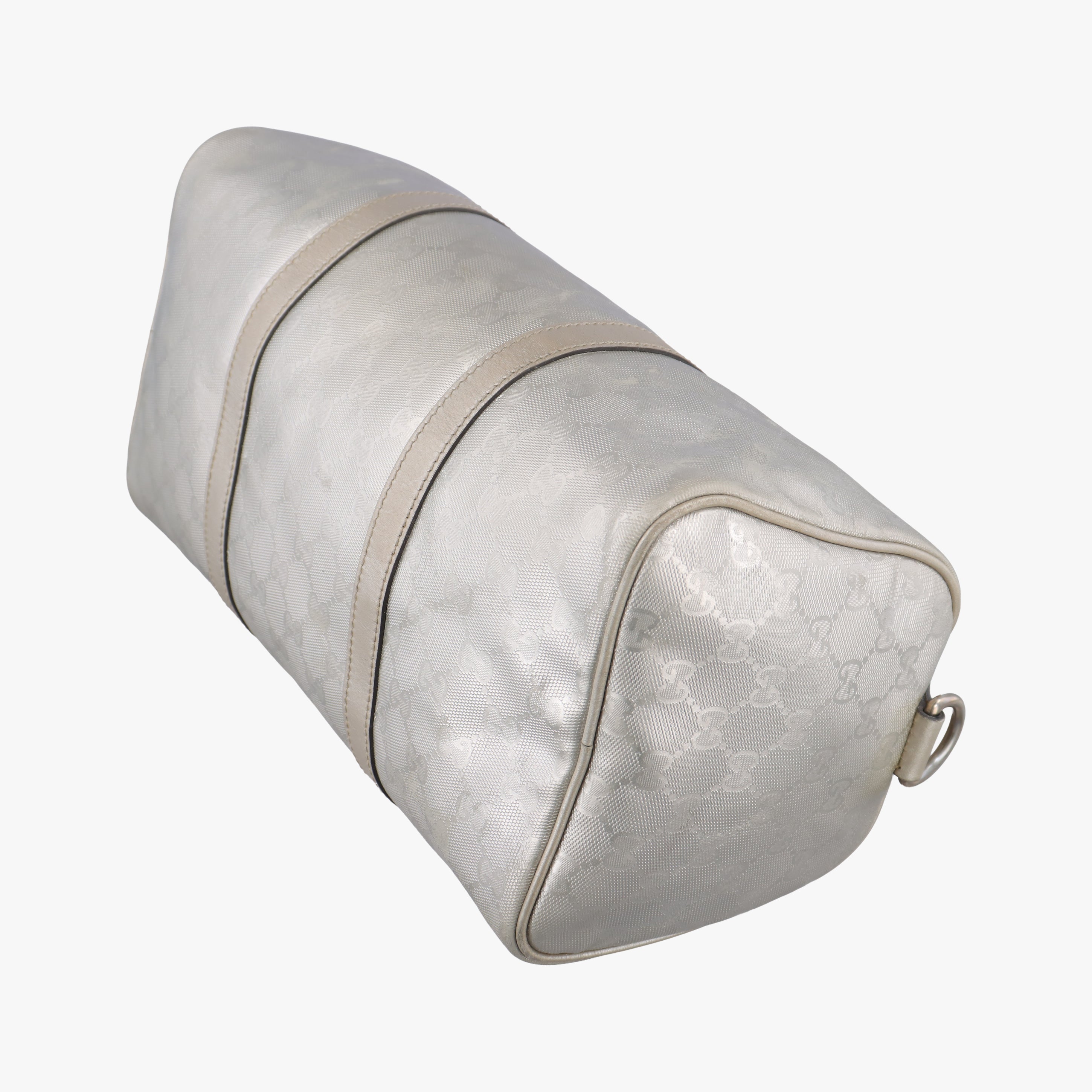 Pre-owned Gucci GG plus Spring Joy GG Supreme Silver PVC coated canvas 203696 bostonbag | stylenewstar