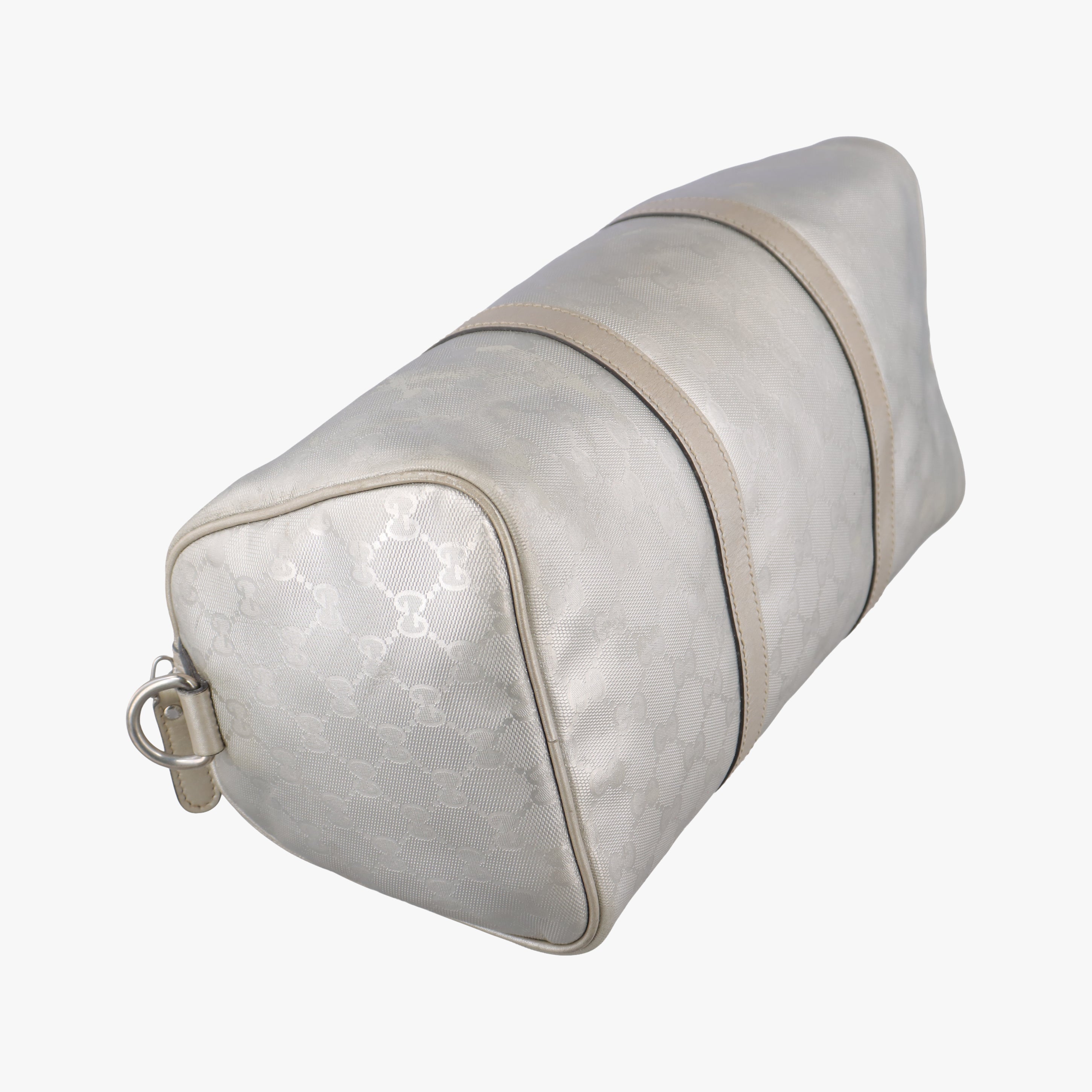 Pre-owned Gucci GG plus Spring Joy GG Supreme Silver PVC coated canvas 203696 bostonbag | stylenewstar