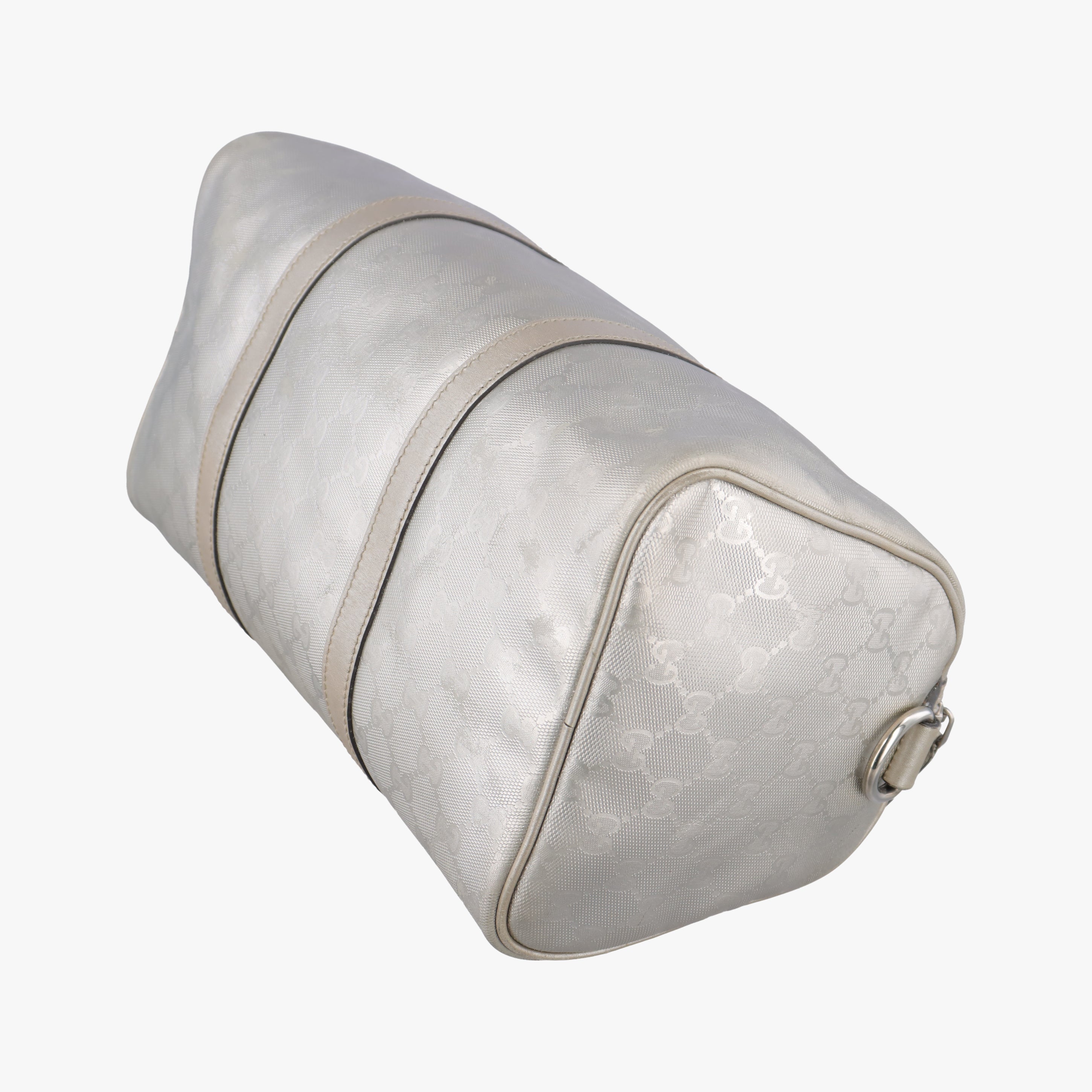 Pre-owned Gucci GG plus Spring Joy GG Supreme Silver PVC coated canvas 203696 bostonbag | stylenewstar