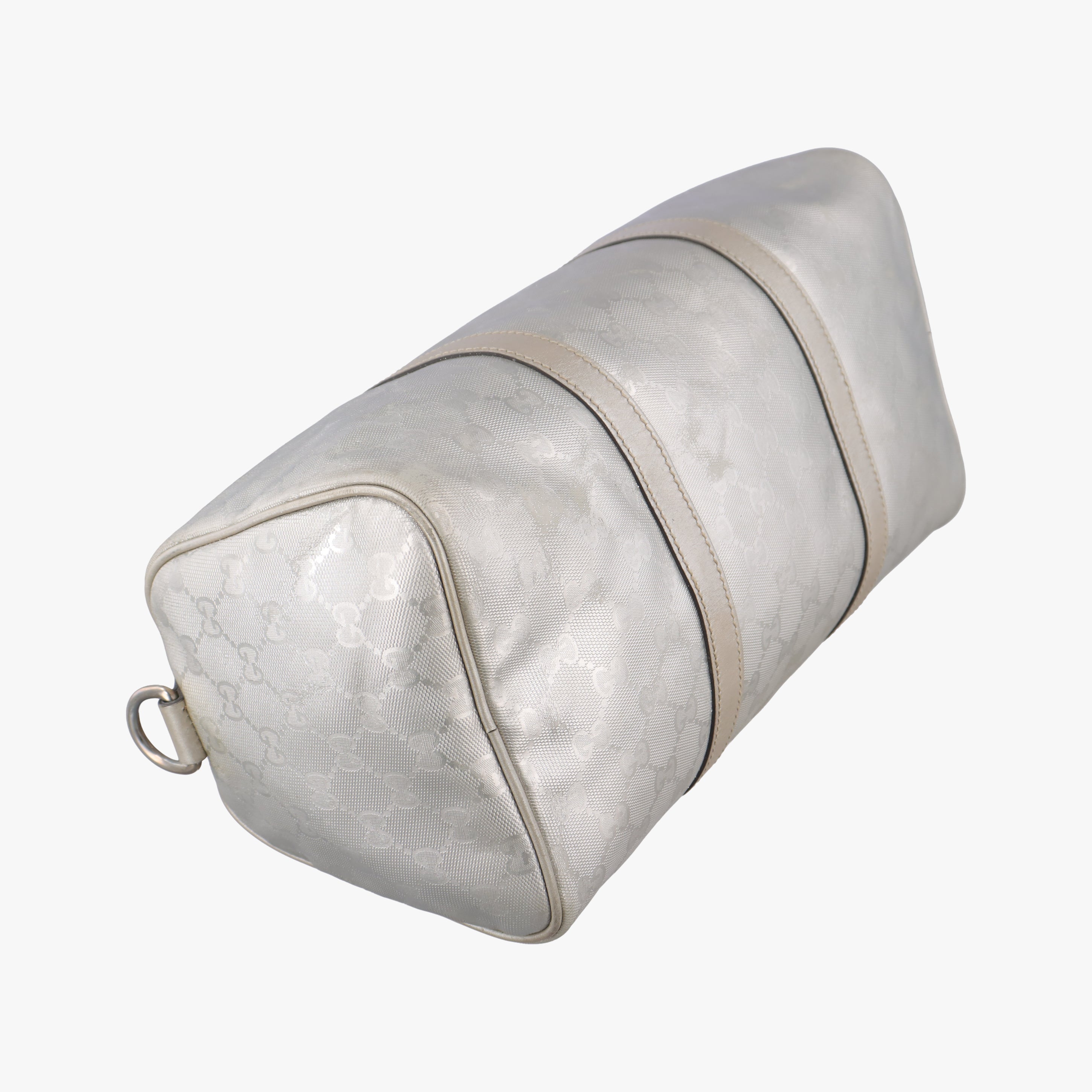 Pre-owned Gucci GG plus Spring Joy GG Supreme Silver PVC coated canvas 203696 bostonbag | stylenewstar