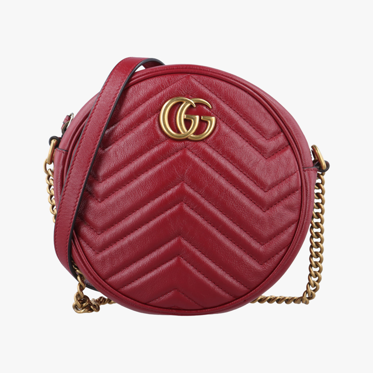 Pre-owned Gucci GG Marmont Red Leather 550154 shoulderbag | stylenewstar