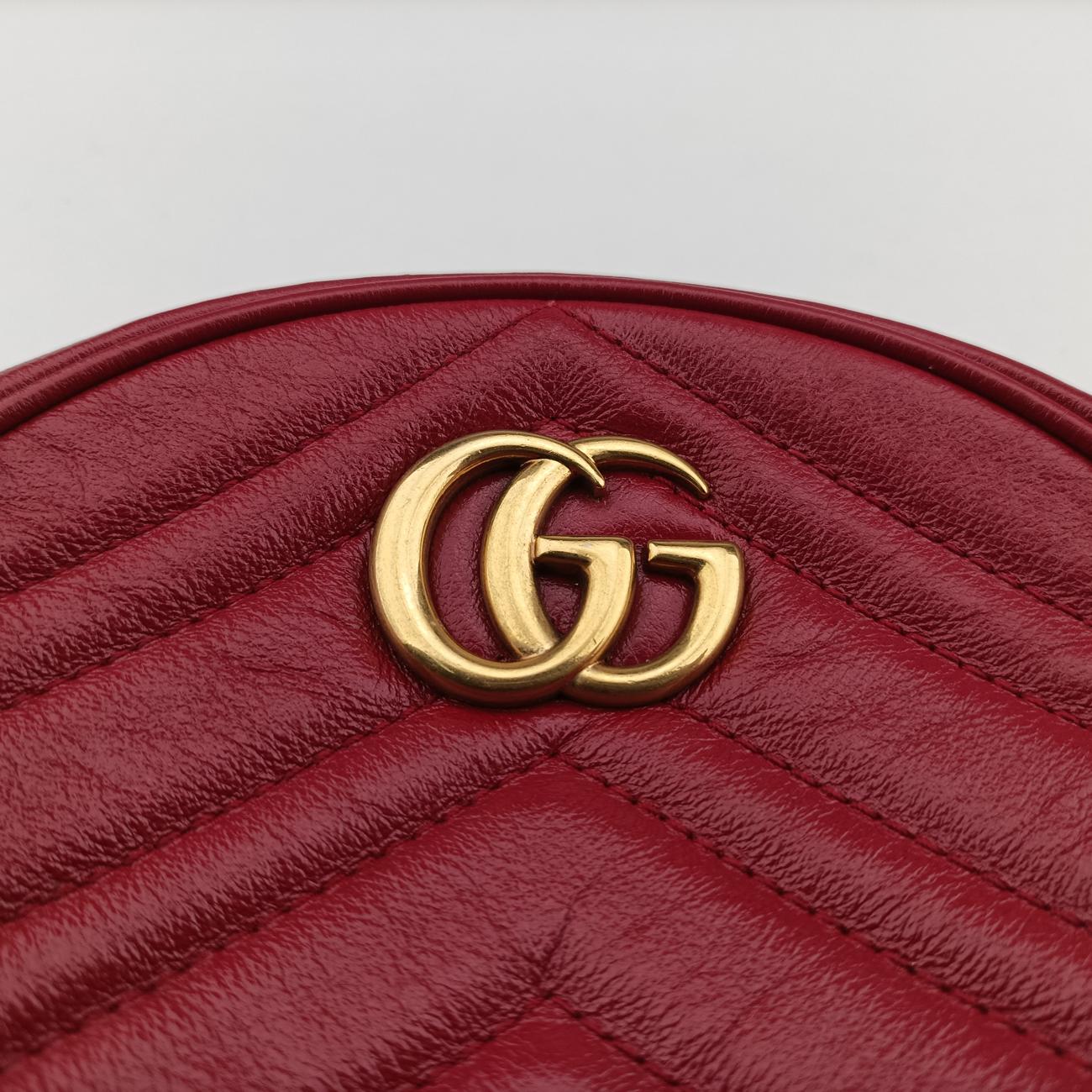 Pre-owned Gucci GG Marmont Red Leather 550154 shoulderbag | stylenewstar