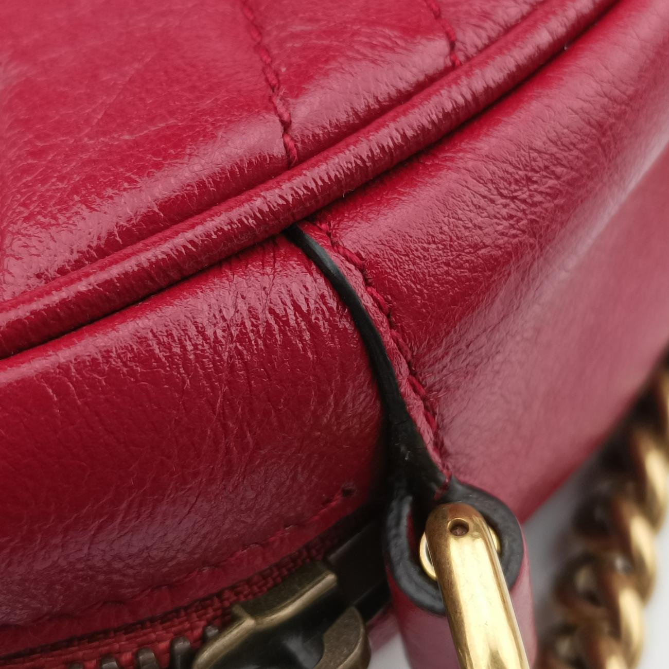 Pre-owned Gucci GG Marmont Red Leather 550154 shoulderbag | stylenewstar