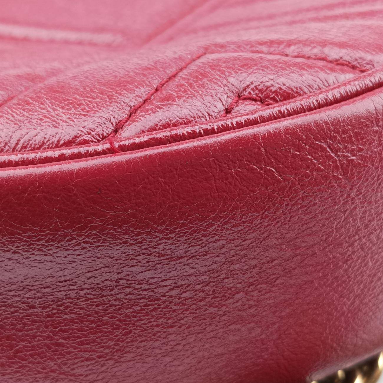 Pre-owned Gucci GG Marmont Red Leather 550154 shoulderbag | stylenewstar