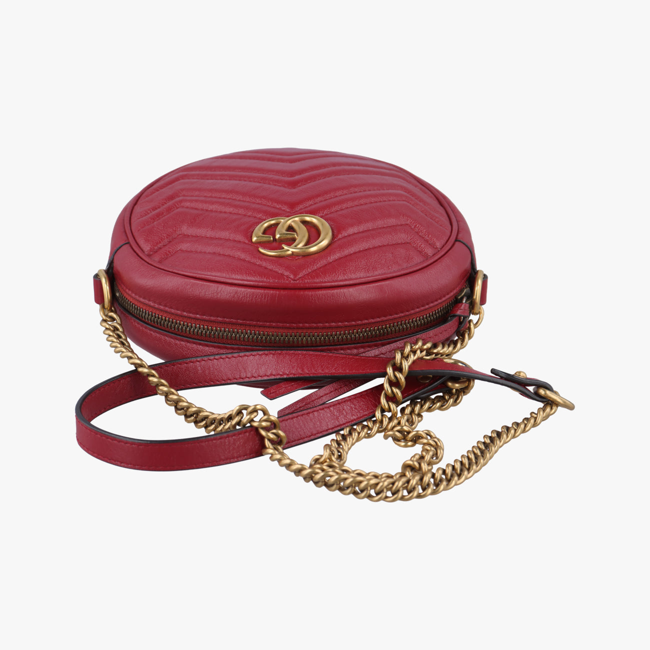 Pre-owned Gucci GG Marmont Red Leather 550154 shoulderbag | stylenewstar