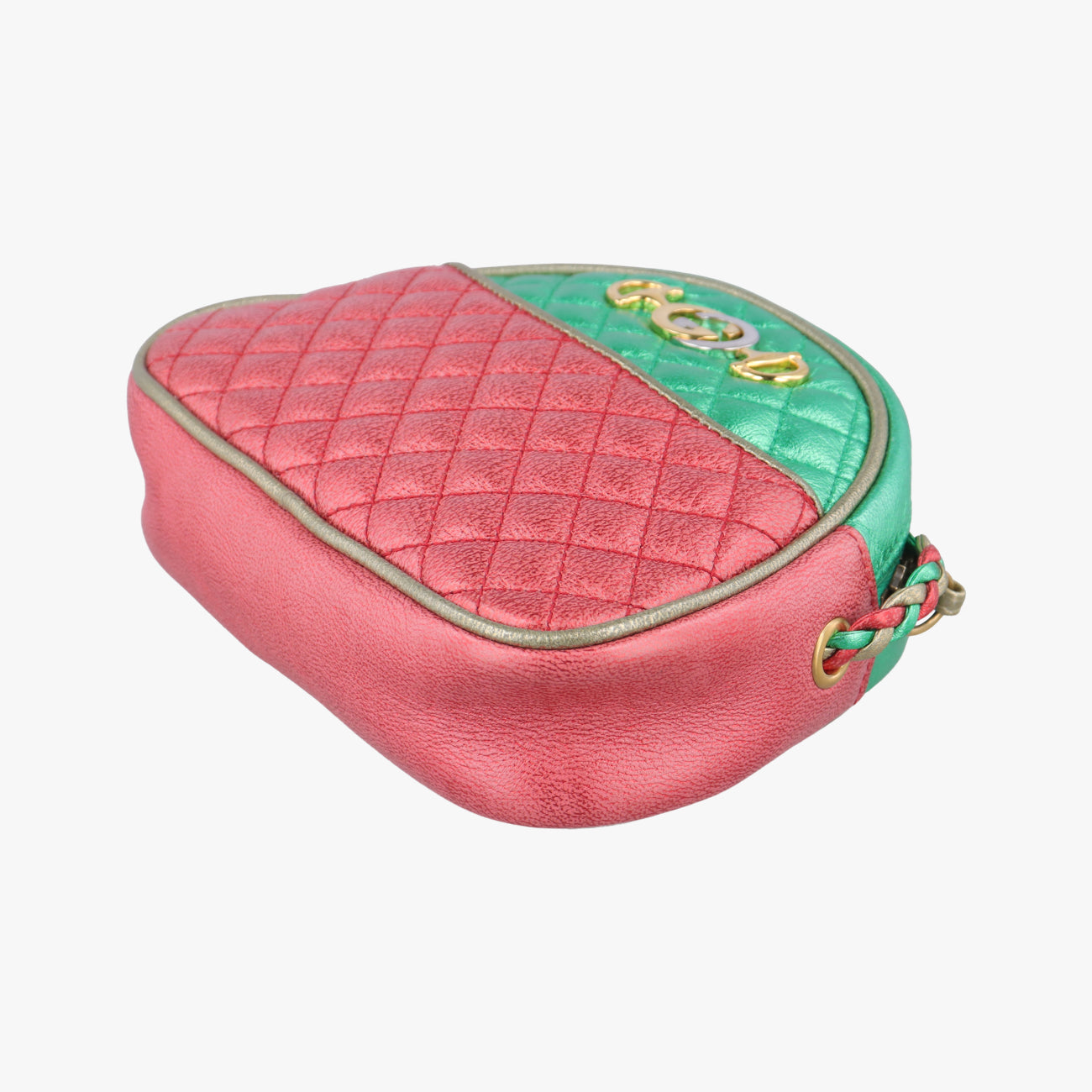 Pre-owned Gucci Laminate Red×Green Leather 534951 shoulderbag | stylenewstar