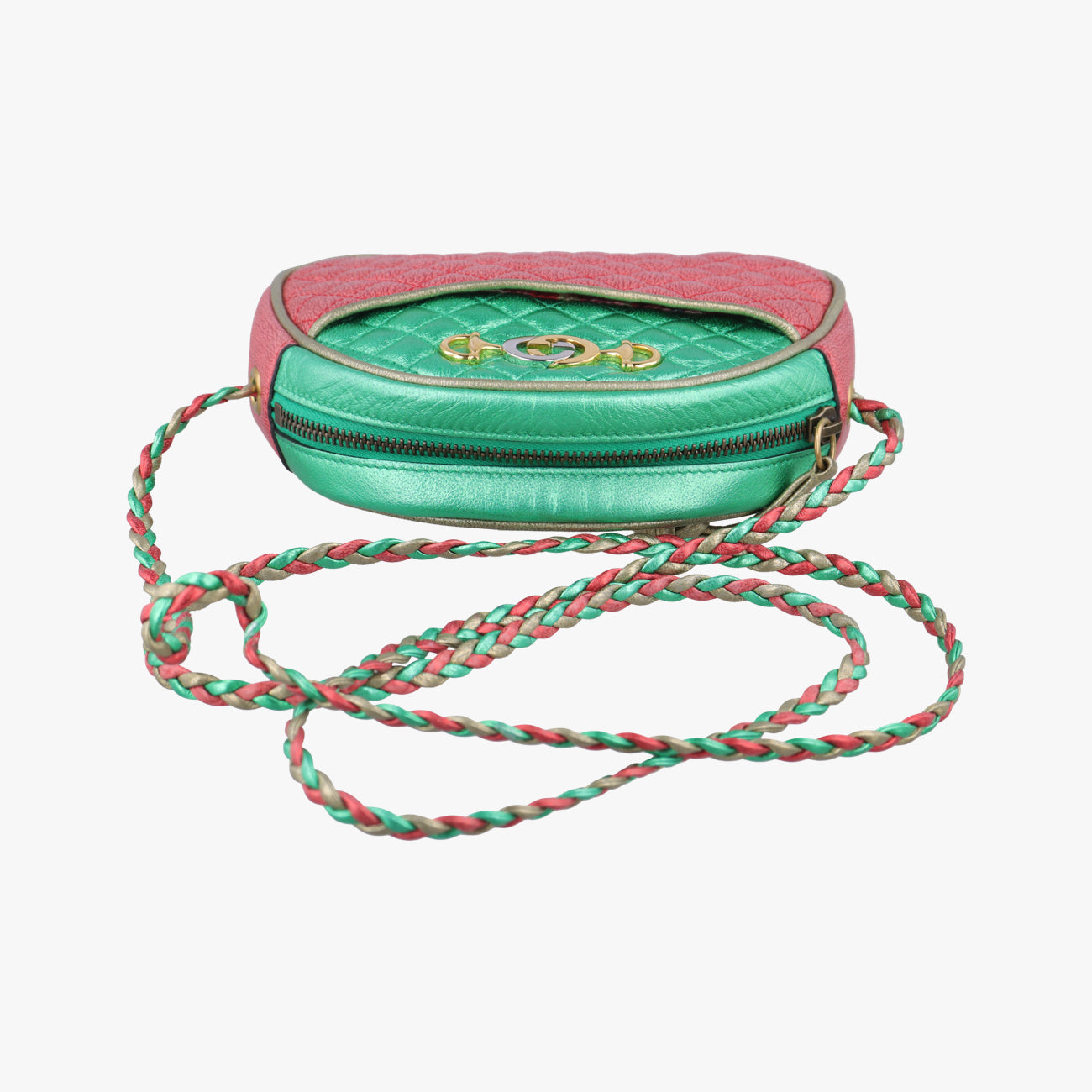 Pre-owned Gucci Laminate Red×Green Leather 534951 shoulderbag | stylenewstar