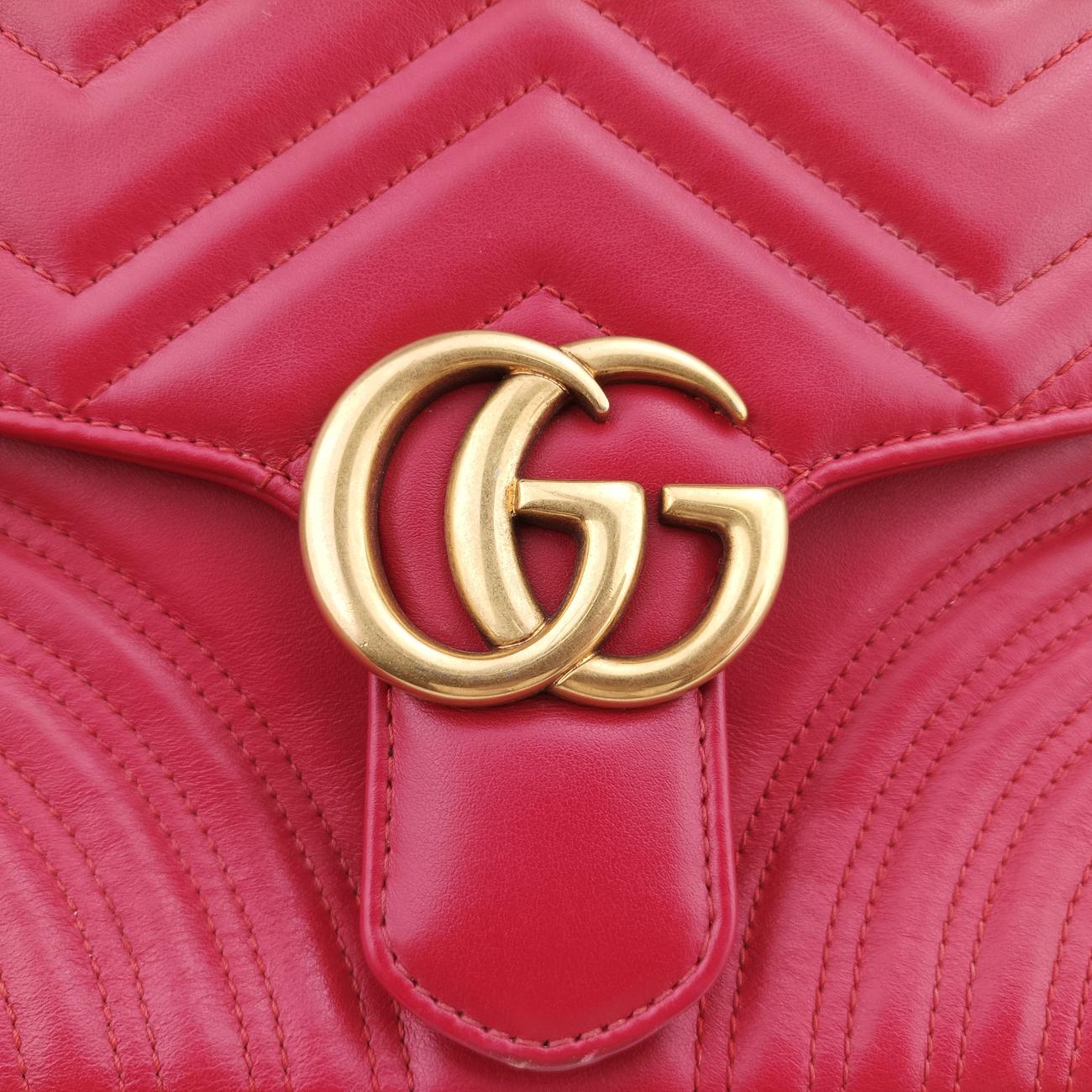 Vintage Gucci GG Marmont Red Leather 498110 shoulderbag | stylenewstar