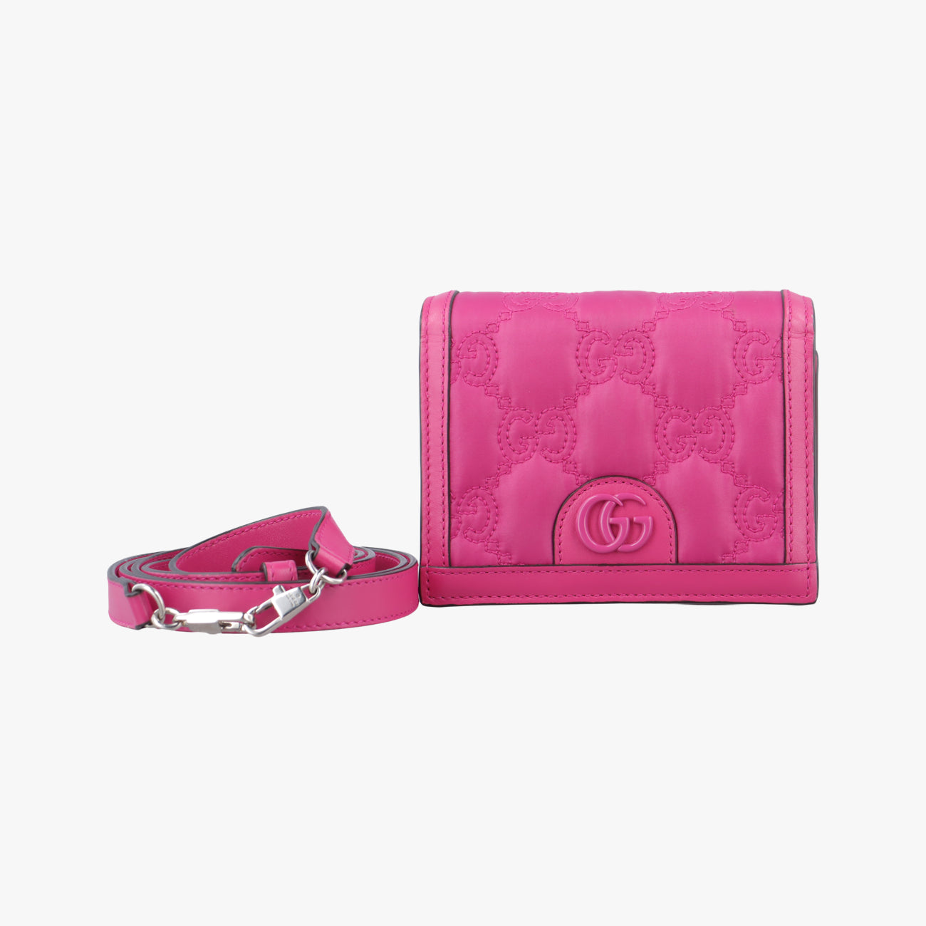 Pre-owned Gucci GG Quilted Mini Messenger Pink canvas x leather 723777 shoulderbag | stylenewstar