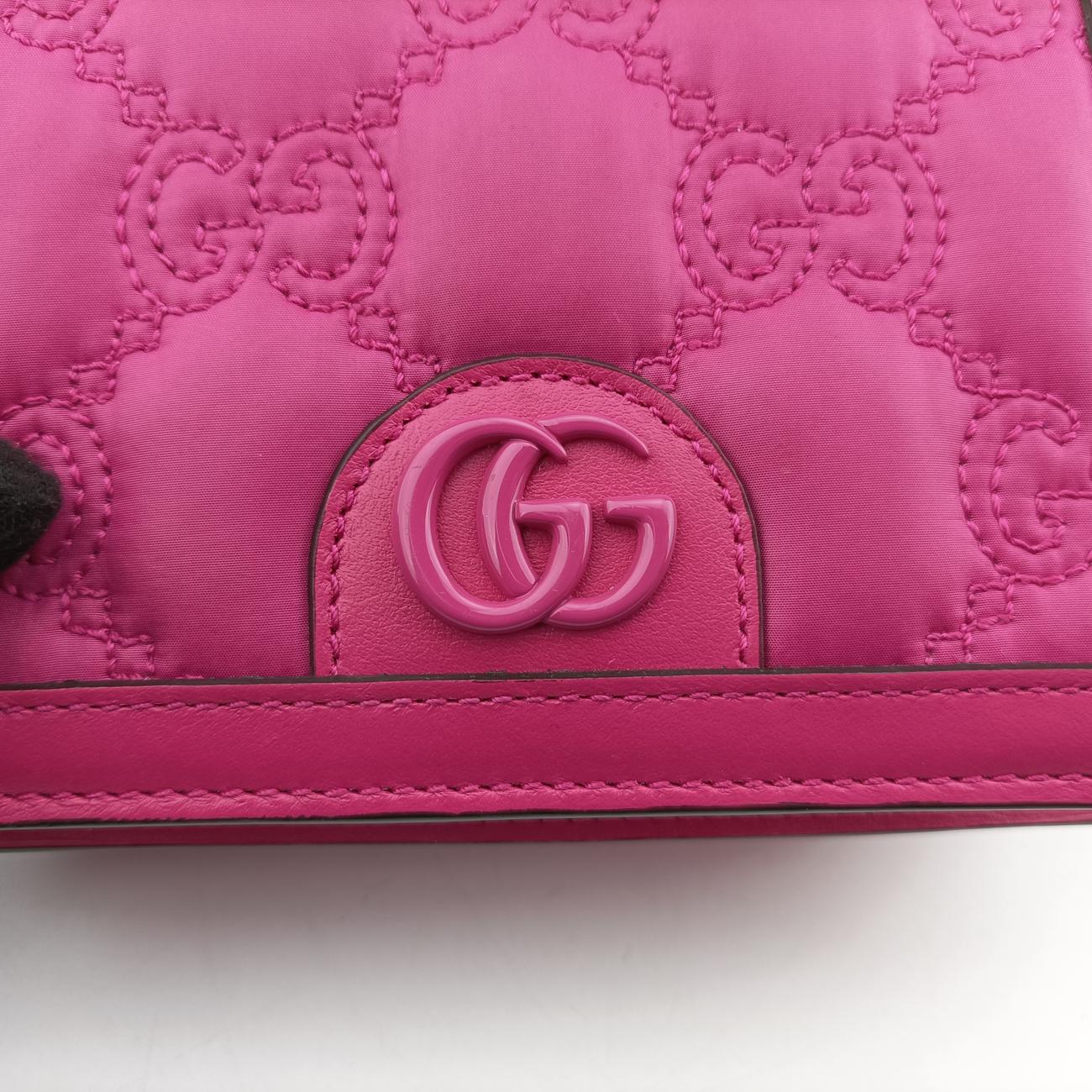 Pre-owned Gucci GG Quilted Mini Messenger Pink canvas x leather 723777 shoulderbag | stylenewstar