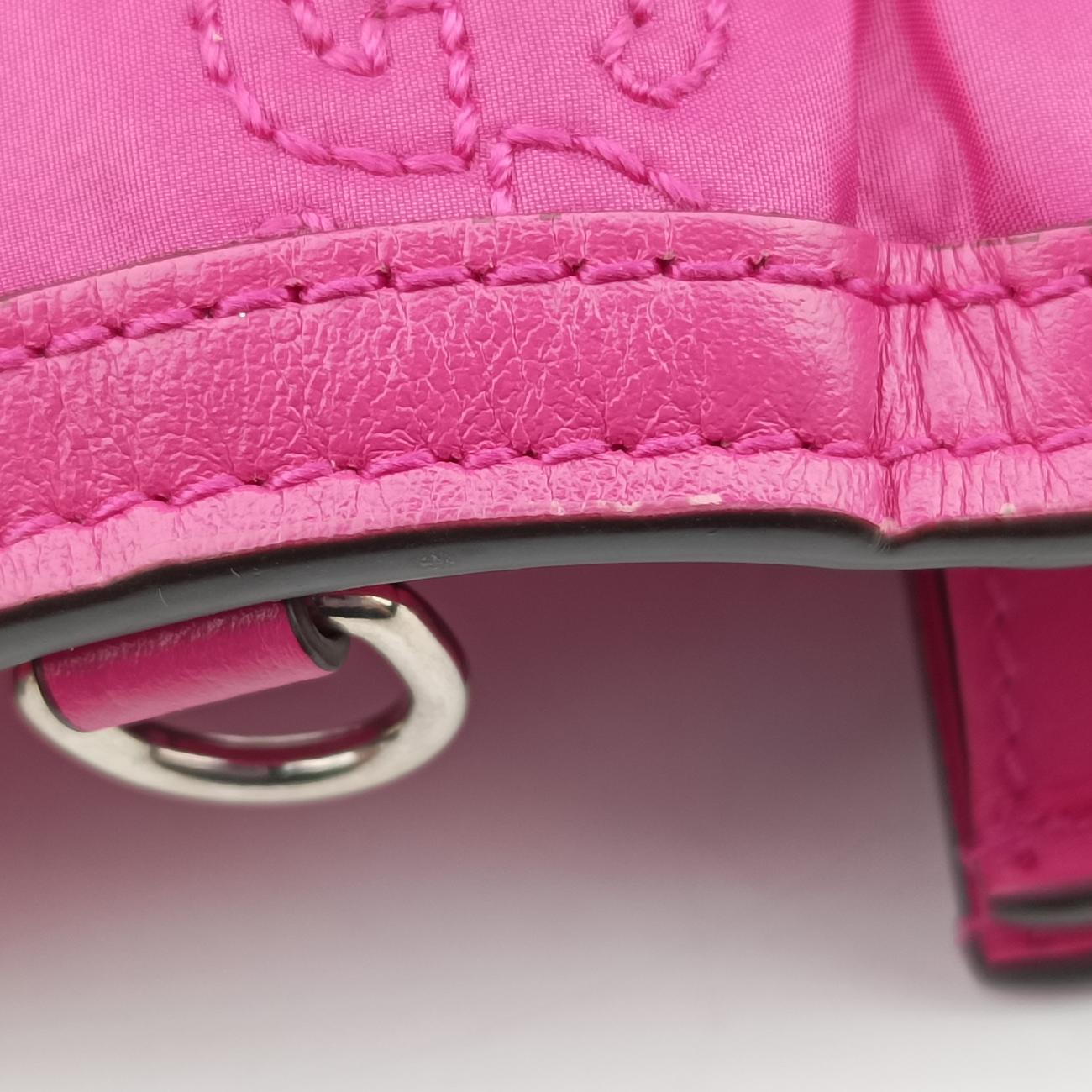 Pre-owned Gucci GG Quilted Mini Messenger Pink canvas x leather 723777 shoulderbag | stylenewstar