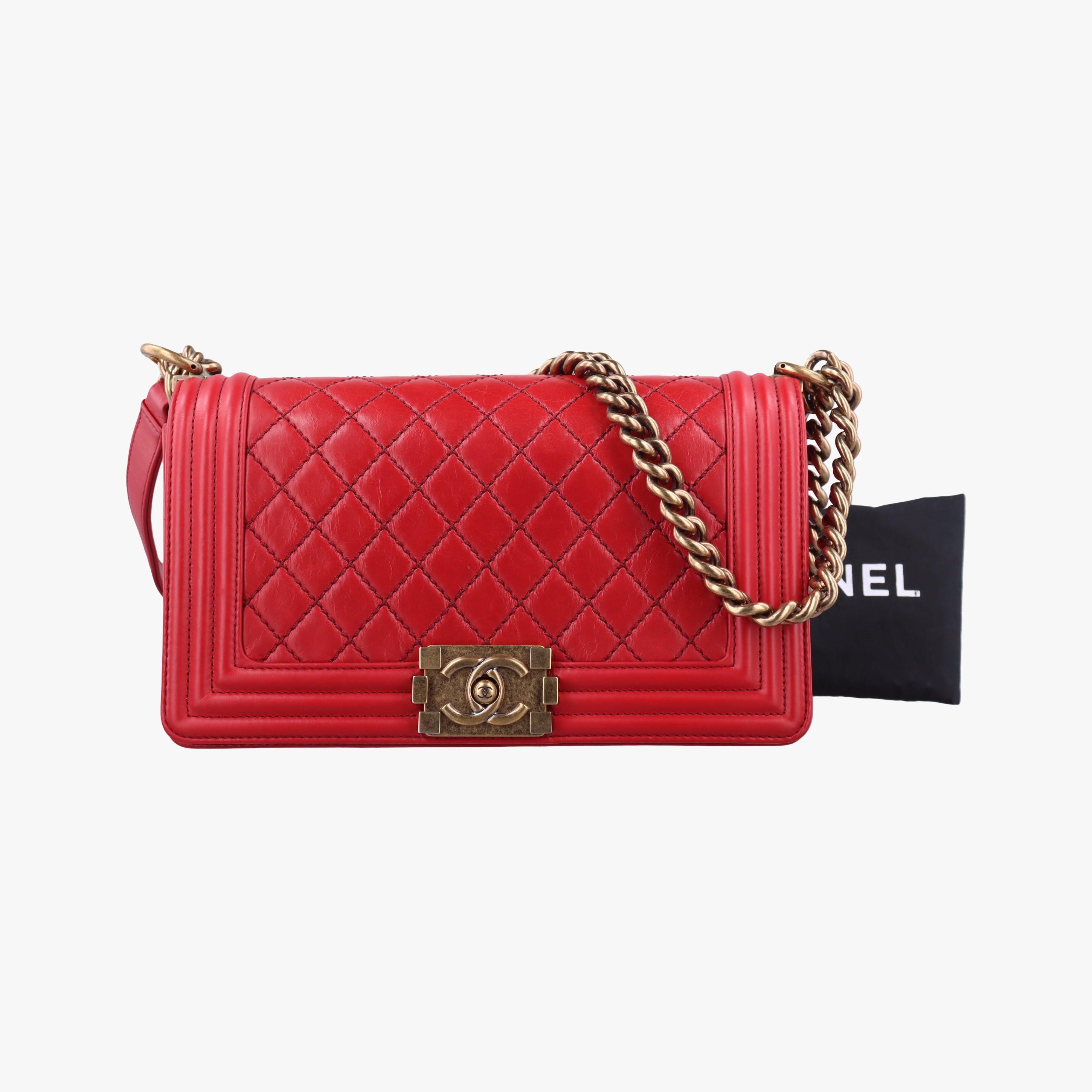 Pre-owned Chanel BOY CHANEL Red Leather A67086 shoulderbag | stylenewstar