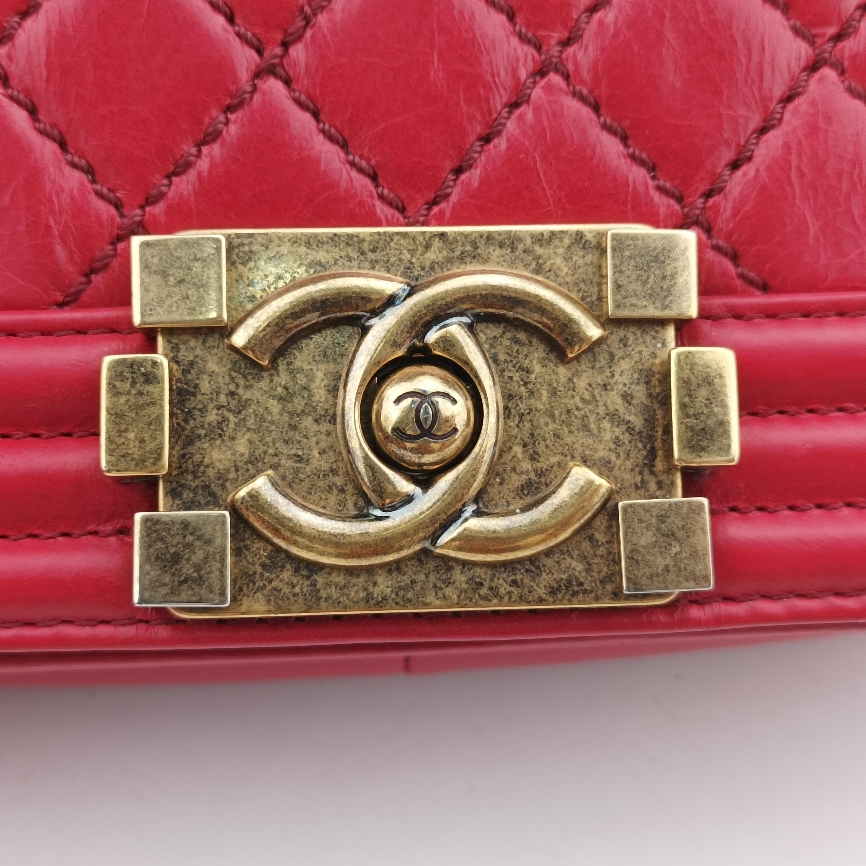 Pre-owned Chanel BOY CHANEL Red Leather A67086 shoulderbag | stylenewstar