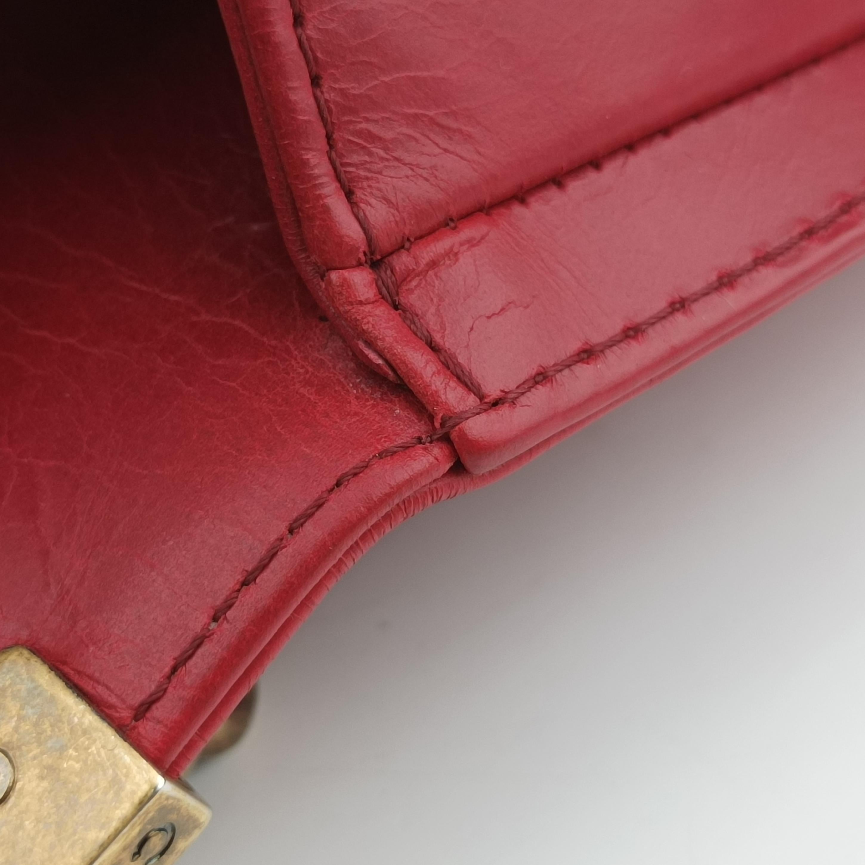 Pre-owned Chanel BOY CHANEL Red Leather A67086 shoulderbag | stylenewstar