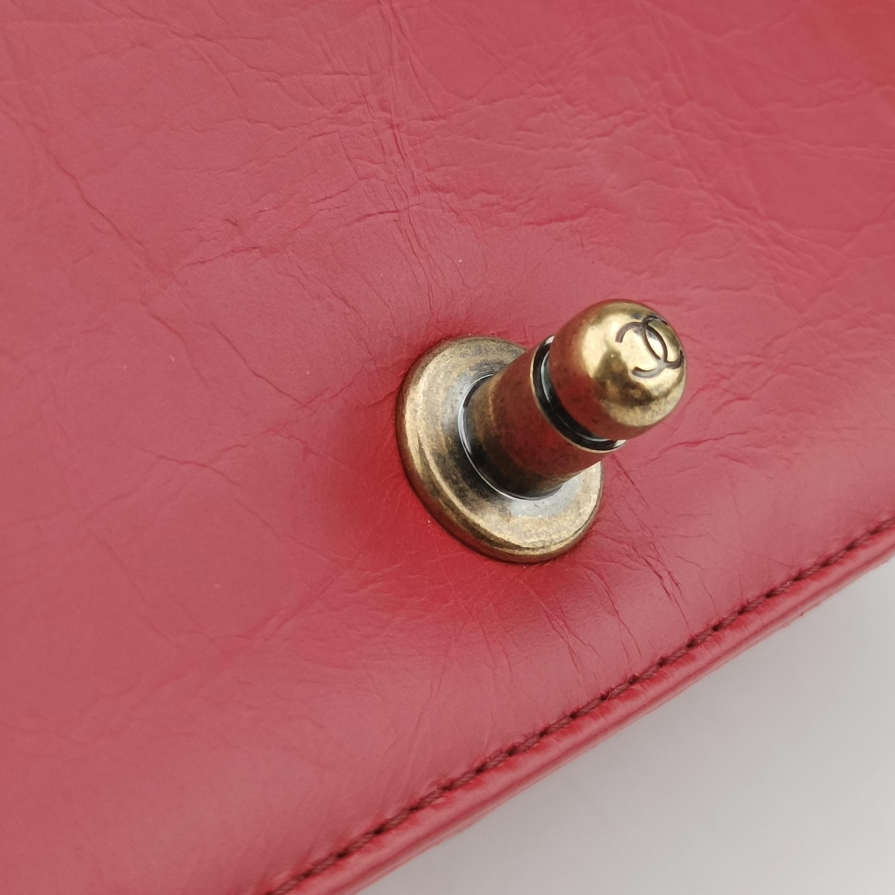 Pre-owned Chanel BOY CHANEL Red Leather A67086 shoulderbag | stylenewstar