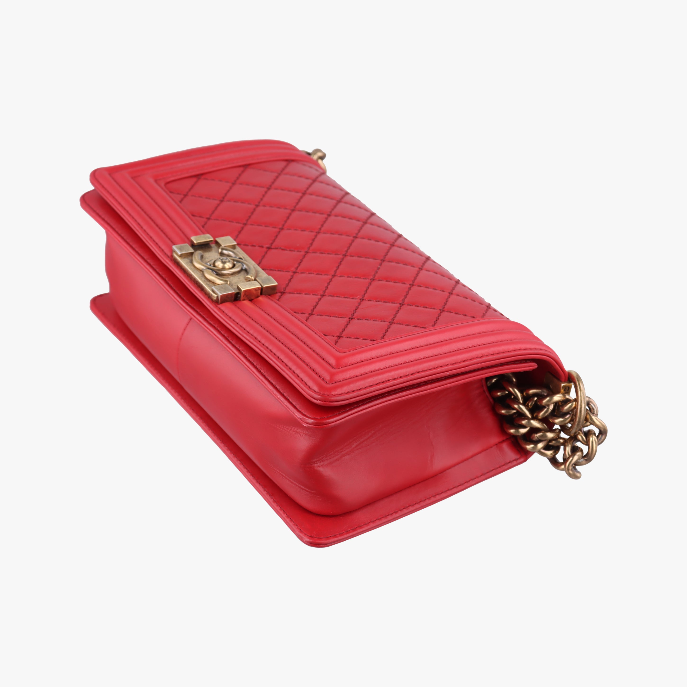 Pre-owned Chanel BOY CHANEL Red Leather A67086 shoulderbag | stylenewstar