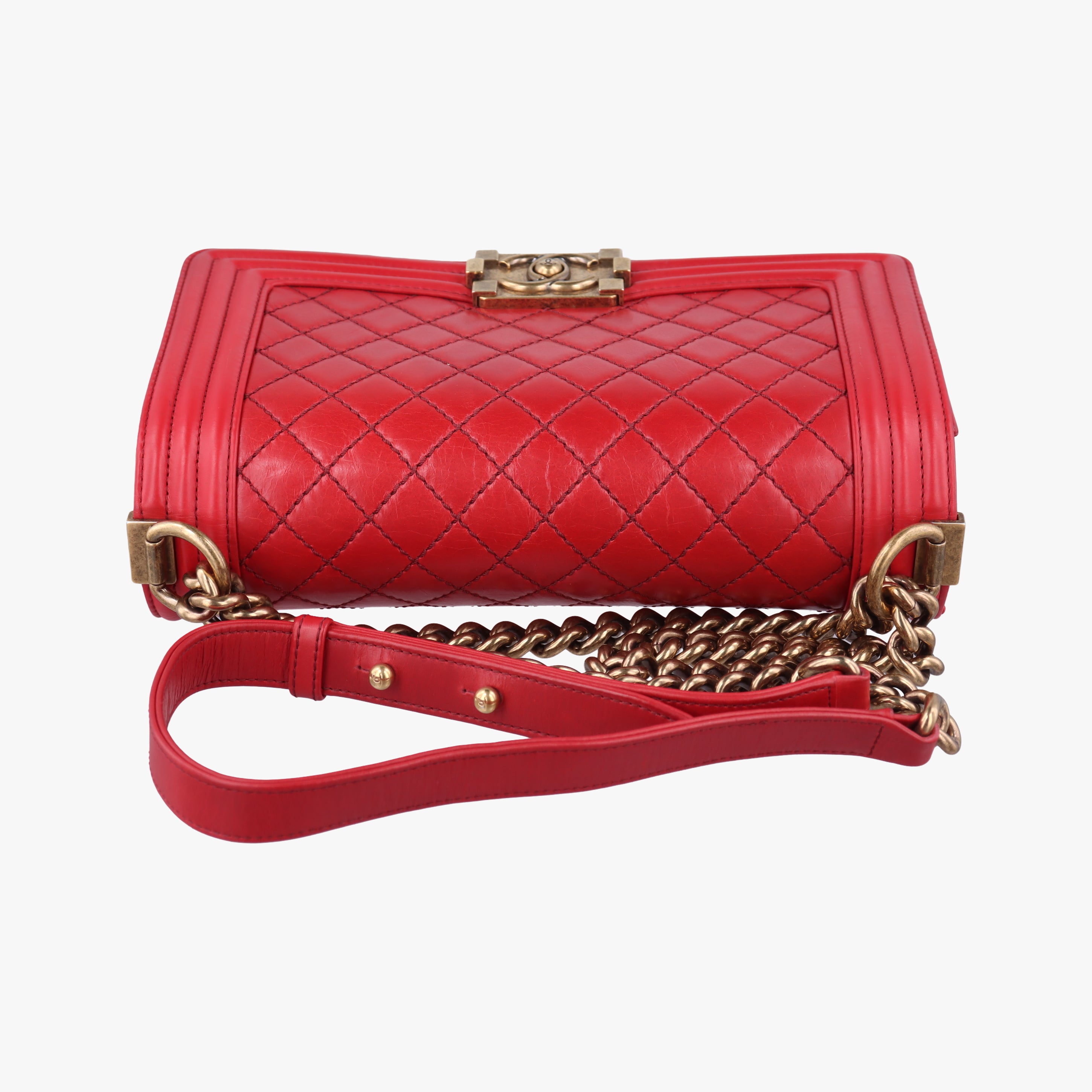 Pre-owned Chanel BOY CHANEL Red Leather A67086 shoulderbag | stylenewstar