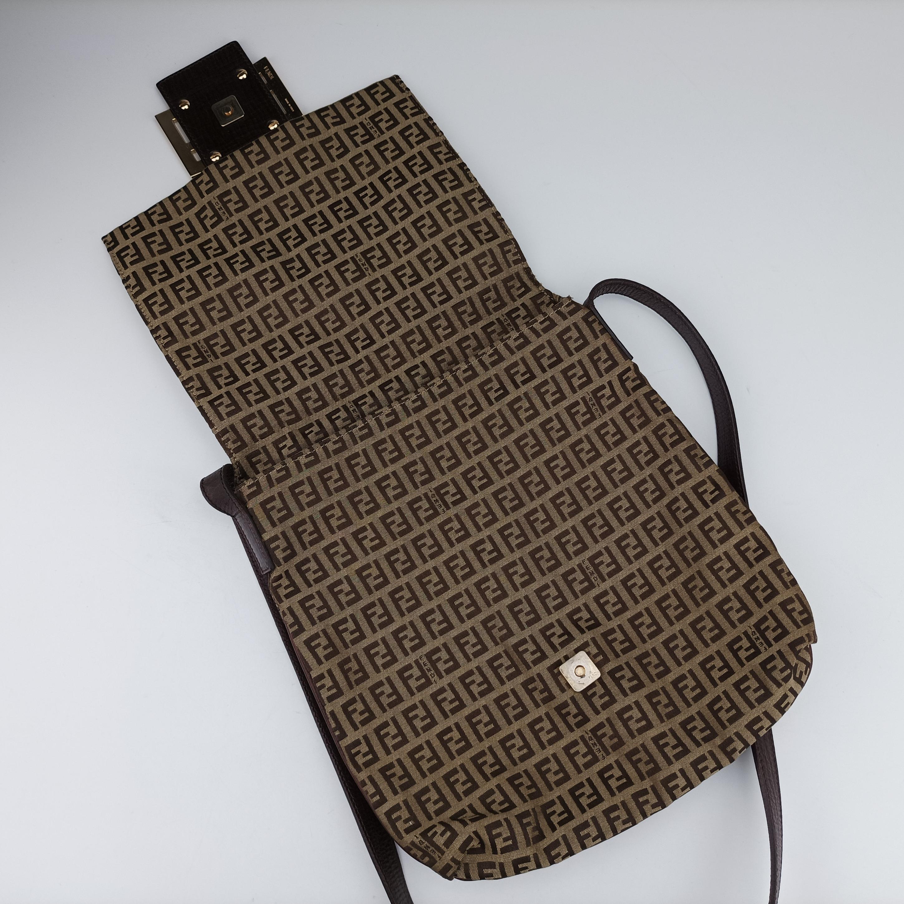 Secondhand Fendi Zucchino Brown canvas 8BT127 shoulderbag | stylenewstar