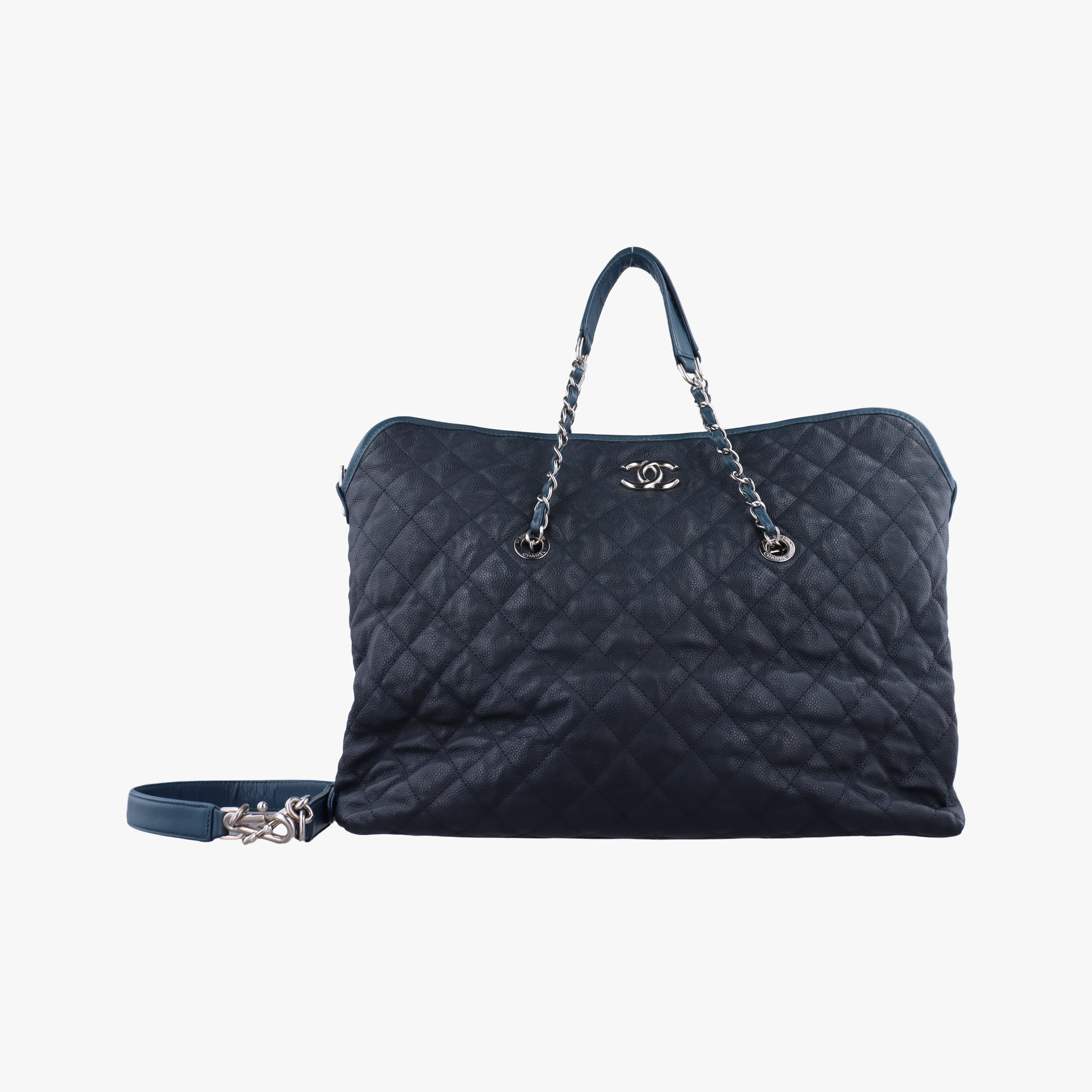 Pre-owned Chanel French Riviera Hobo Dark Navy Leather A66804 shoulderbag | stylenewstar