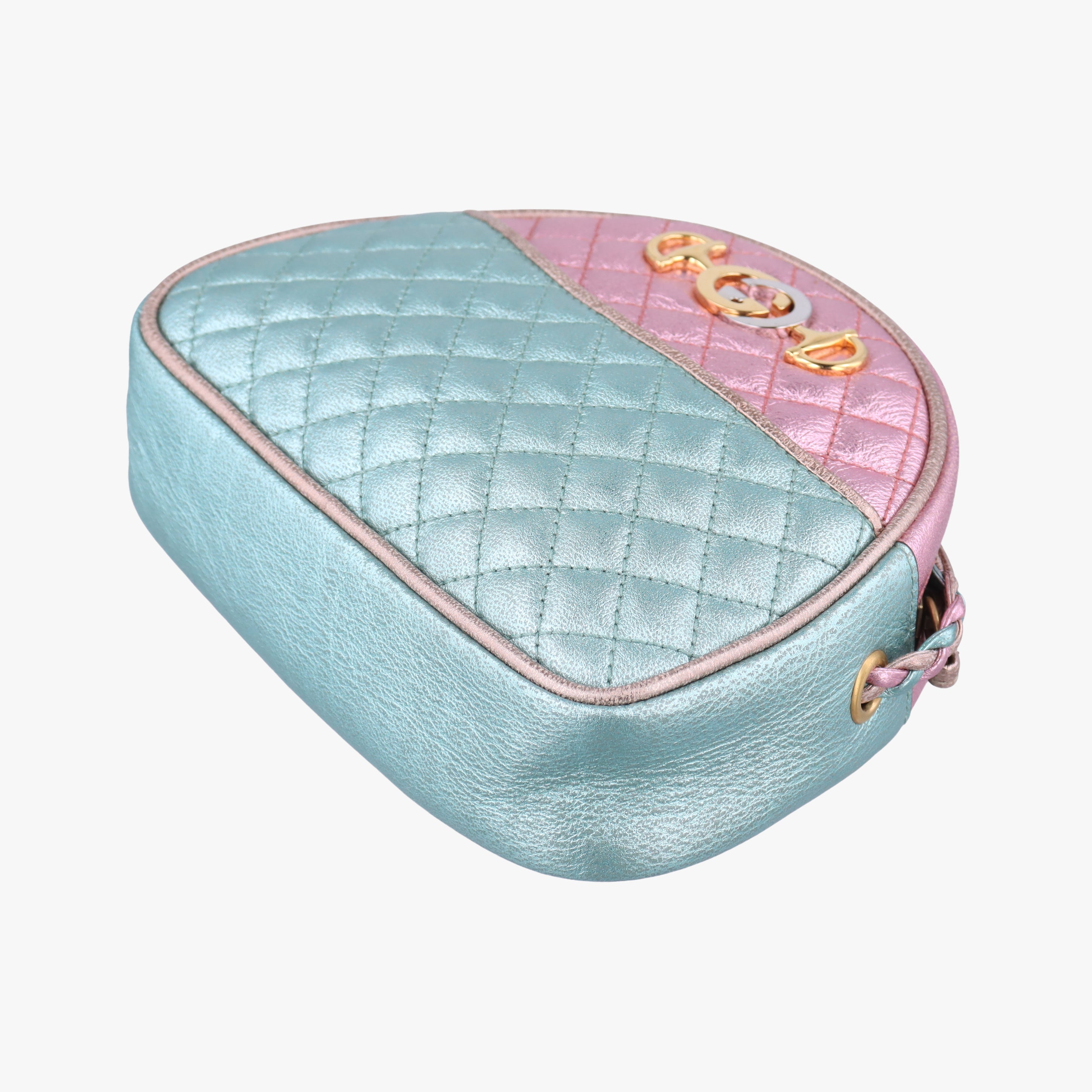 Pre-owned Gucci Laminate pink×blue Leather 534951 shoulderbag | stylenewstar