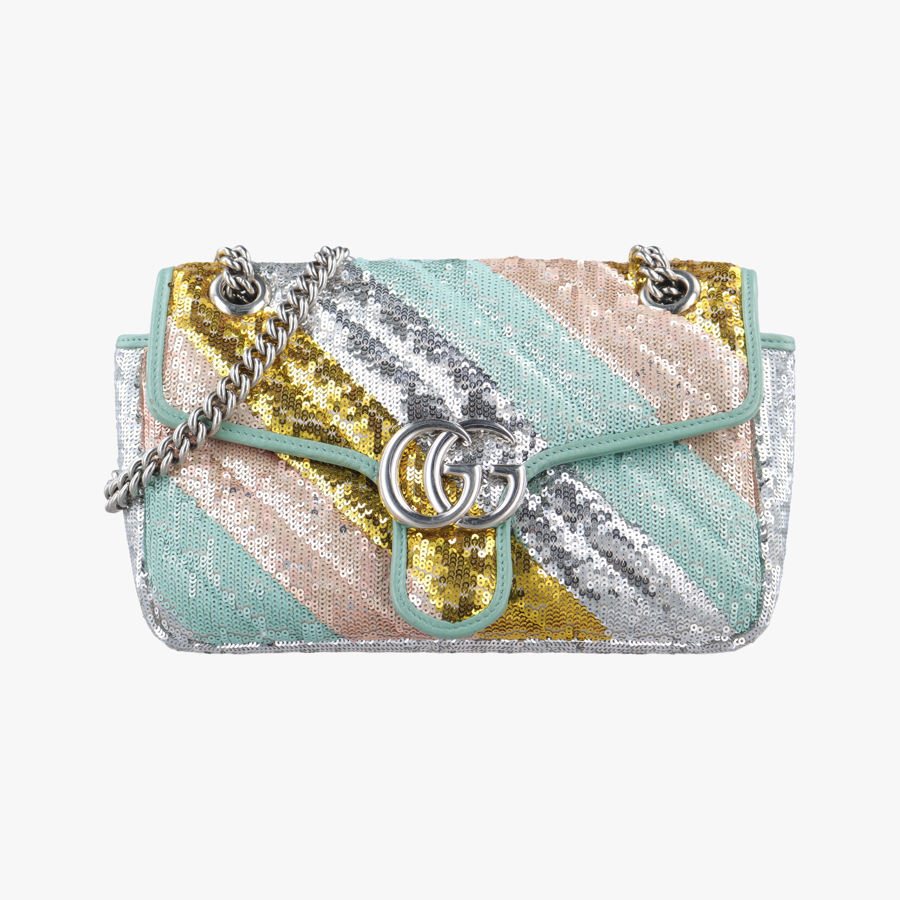 Pre-owned Gucci GG Marmont Multicolour Sequins 443497 shoulderbag | stylenewstar