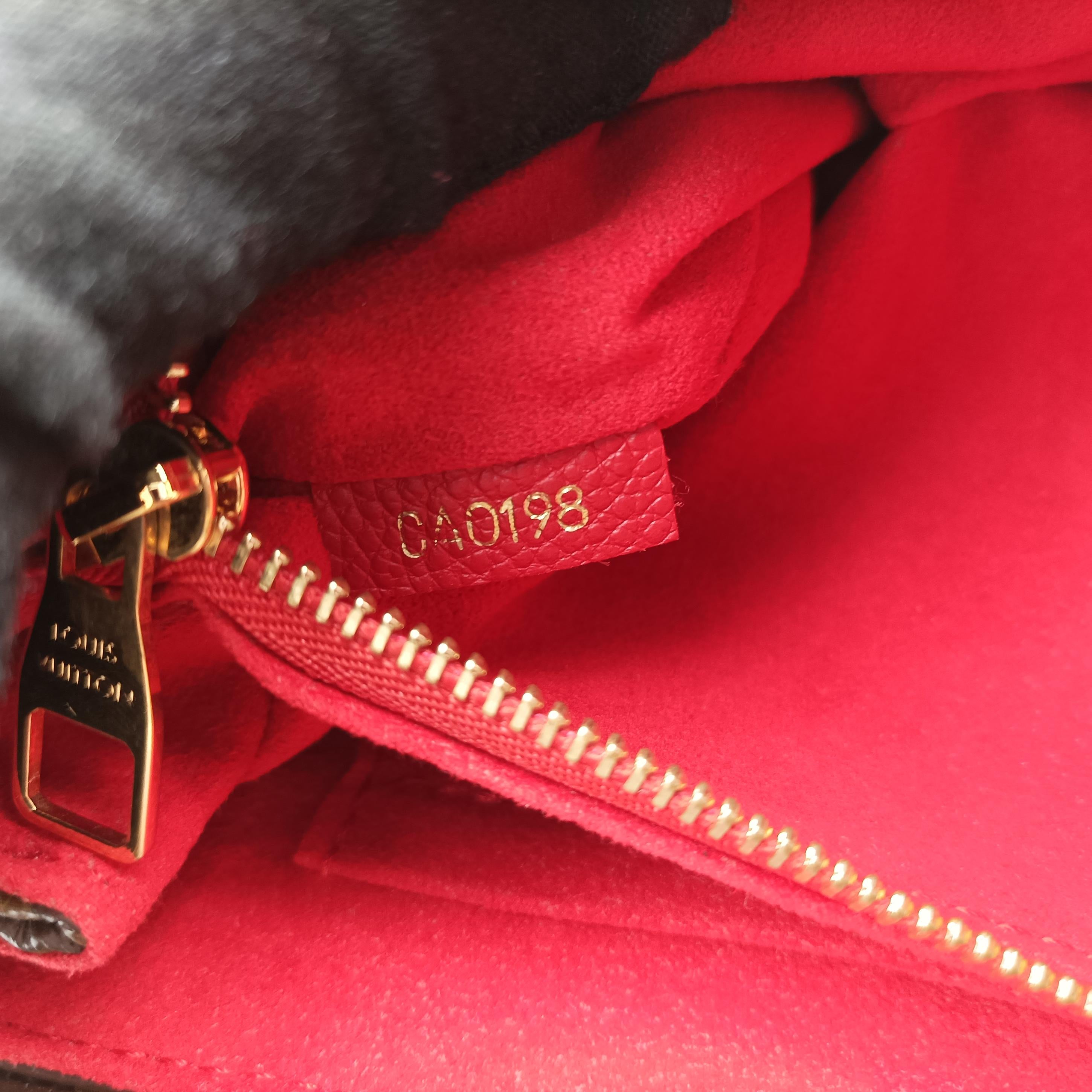 Pre-owned Louis Vuitton SAINT PLACIDE brown×CERISE Monogram Canvas×calf leather M43713 shoulderbag | stylenewstar