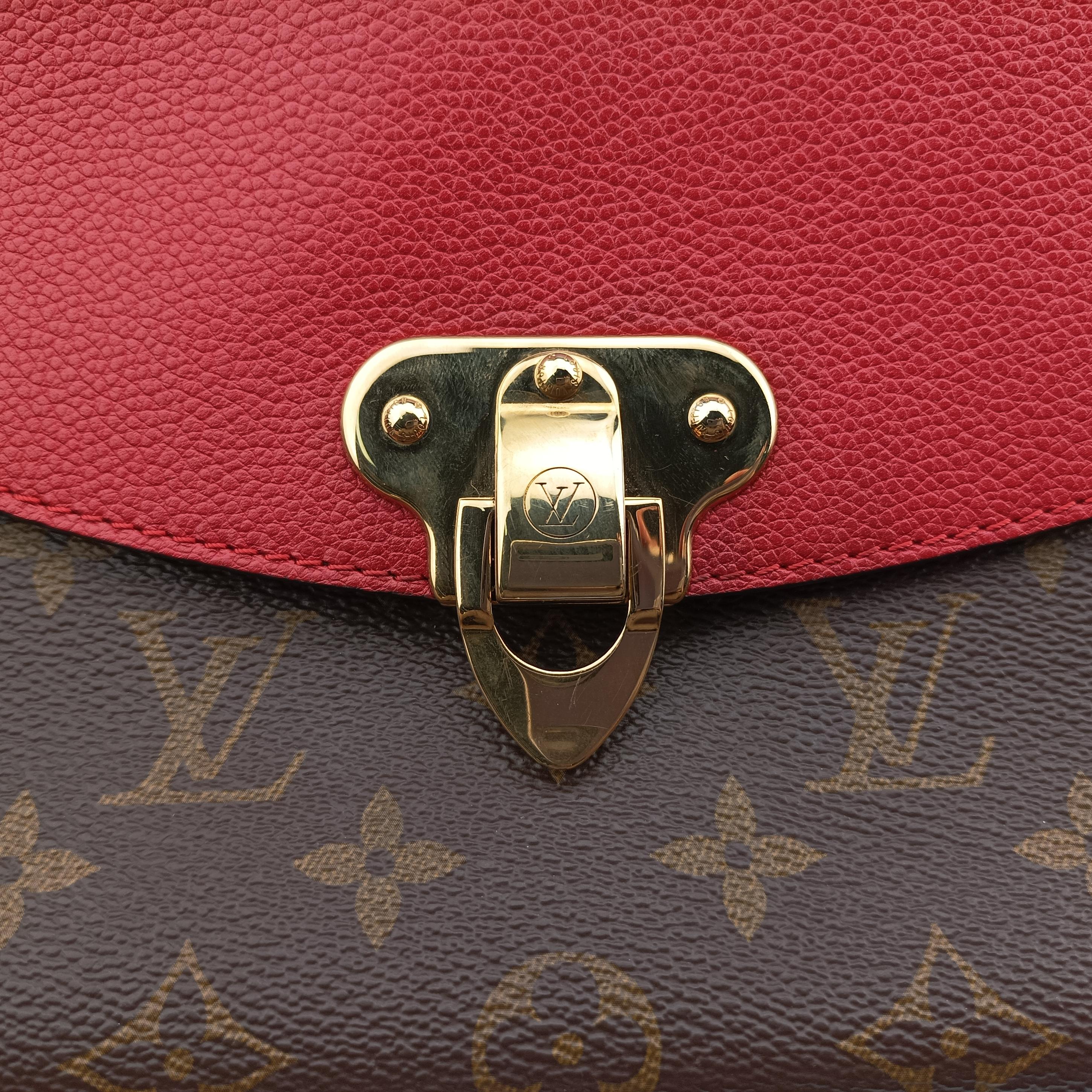 Pre-owned Louis Vuitton SAINT PLACIDE brown×CERISE Monogram Canvas×calf leather M43713 shoulderbag | stylenewstar