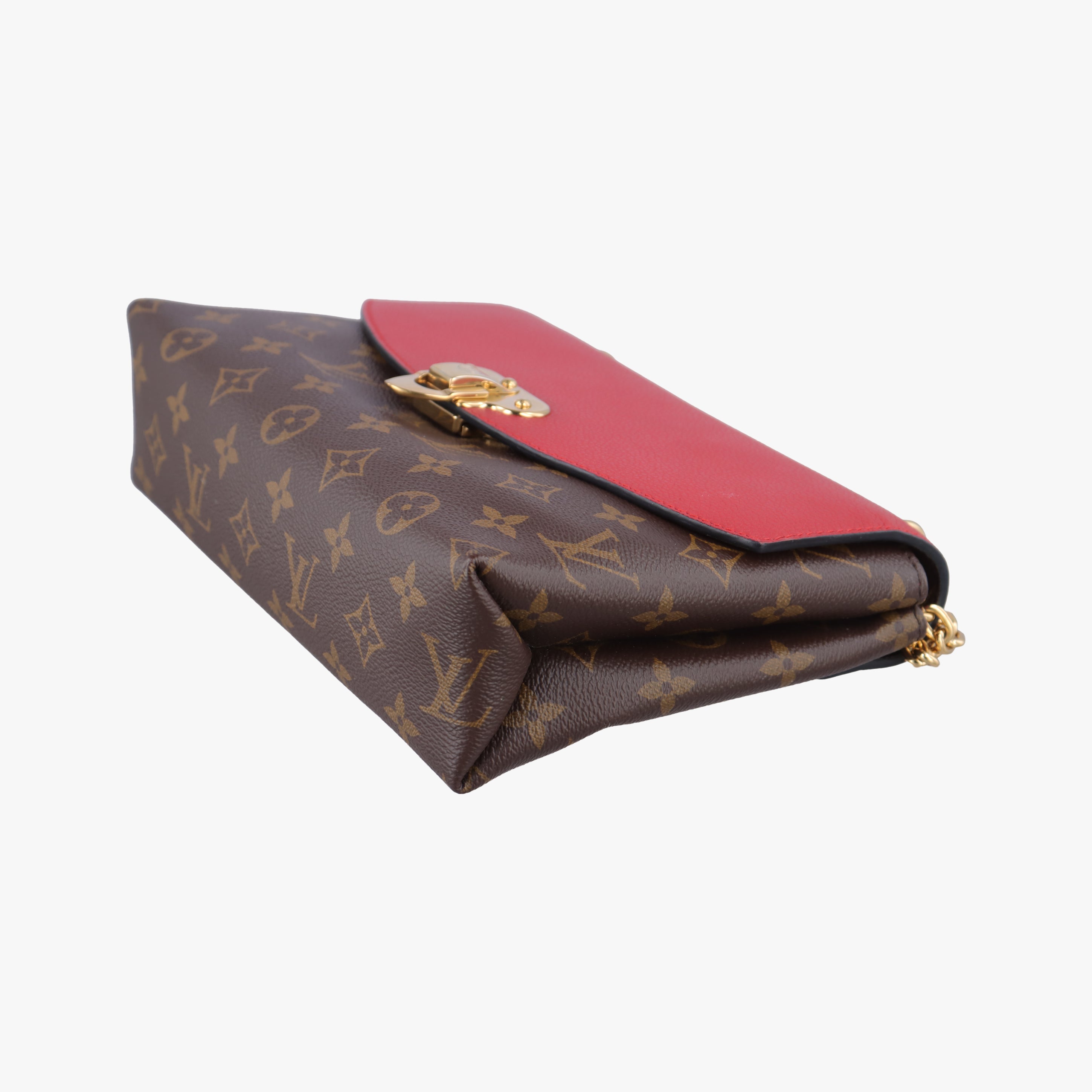 Pre-owned Louis Vuitton SAINT PLACIDE brown×CERISE Monogram Canvas×calf leather M43713 shoulderbag | stylenewstar