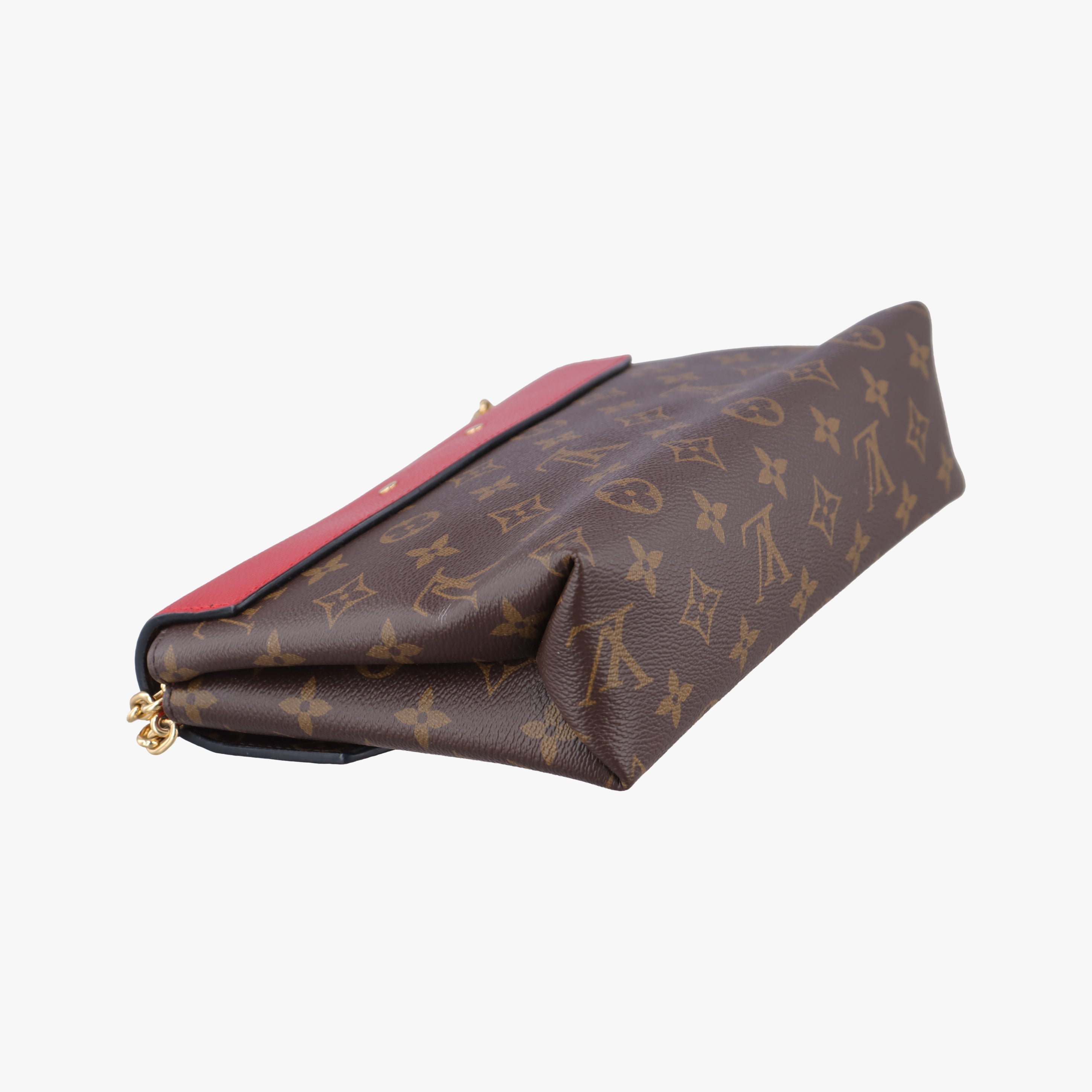 Pre-owned Louis Vuitton SAINT PLACIDE brown×CERISE Monogram Canvas×calf leather M43713 shoulderbag | stylenewstar