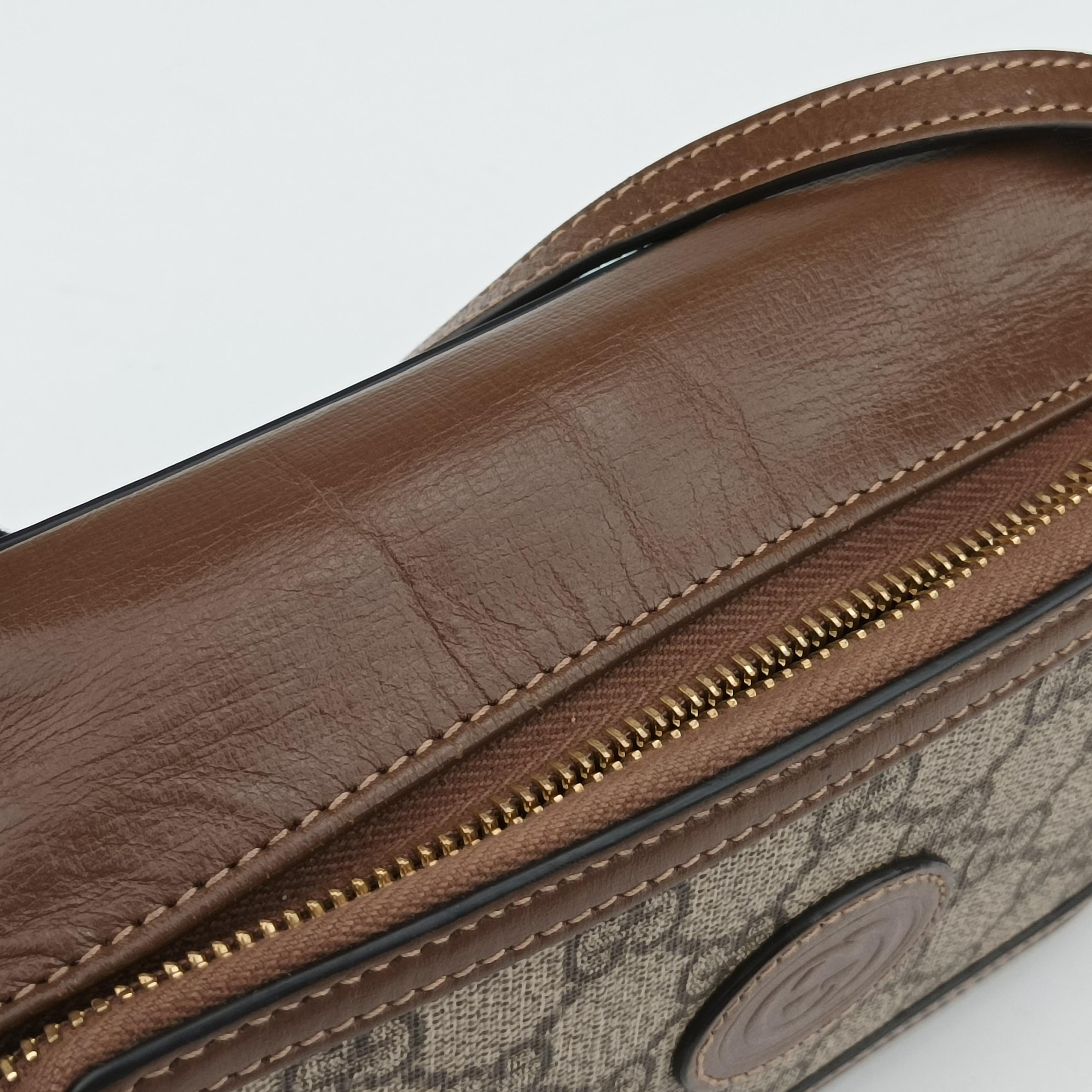 Vintage Gucci Interlocking G Brown PVC coated canvas 671674 shoulderbag | stylenewstar