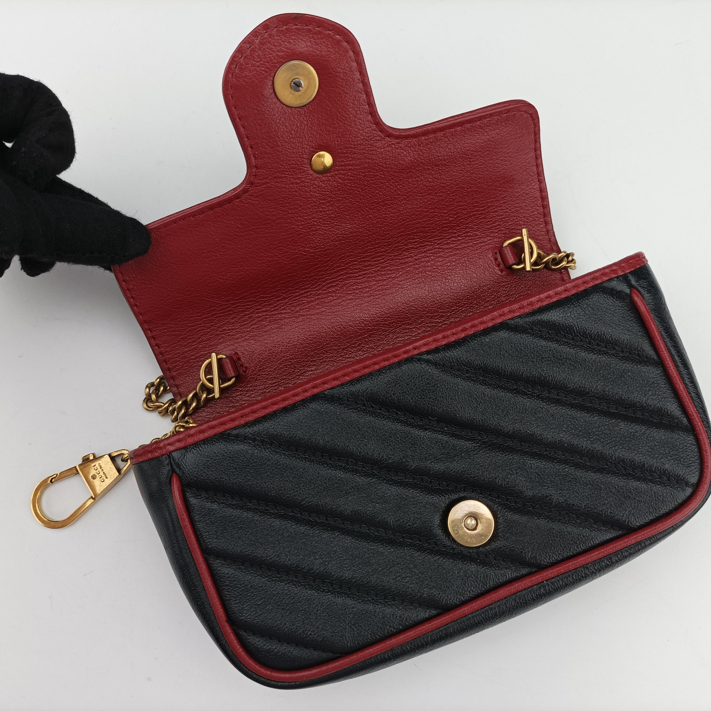 Secondhand Gucci GG Marmont Black×Red Leather 574969 shoulderbag | stylenewstar
