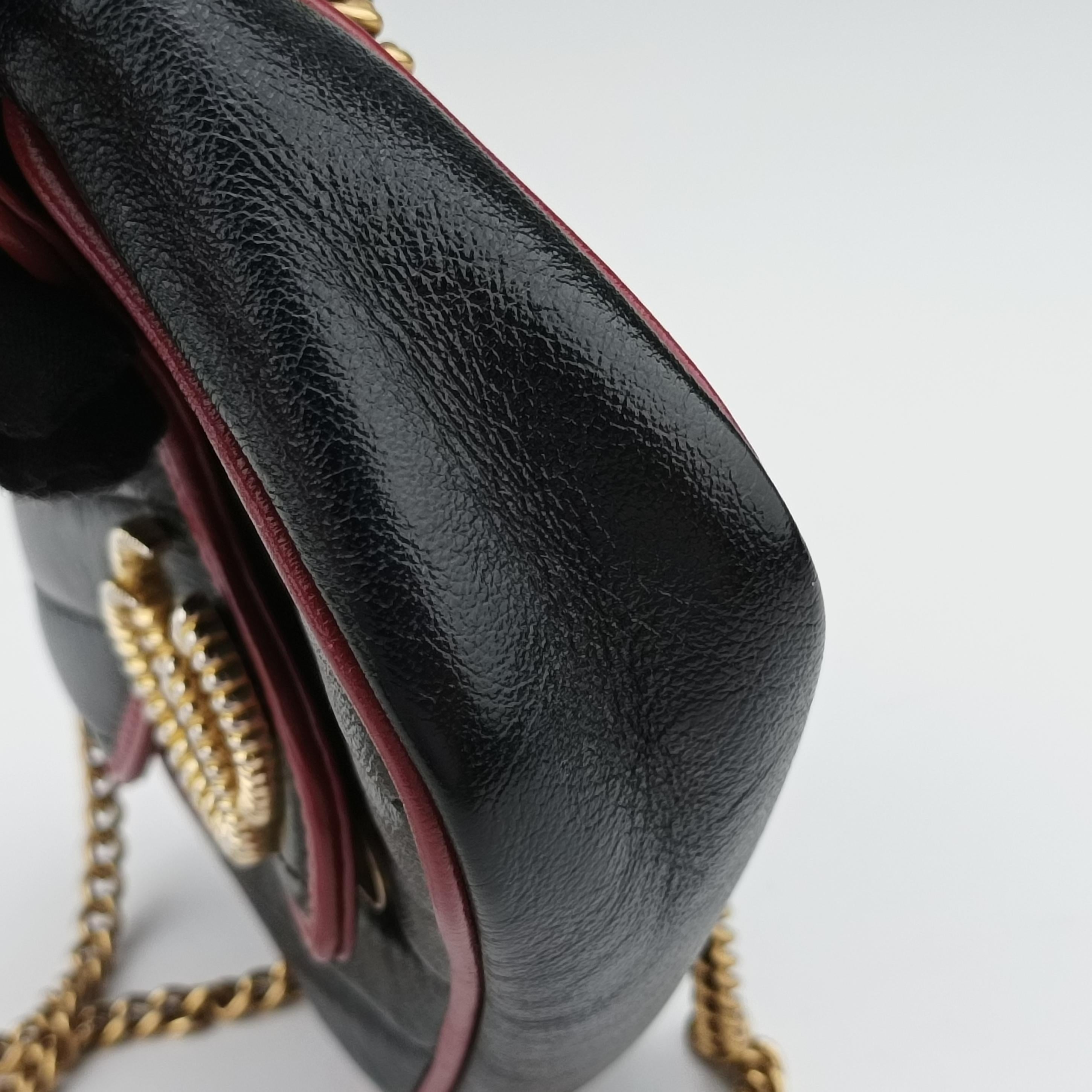 Secondhand Gucci GG Marmont Black×Red Leather 574969 shoulderbag | stylenewstar
