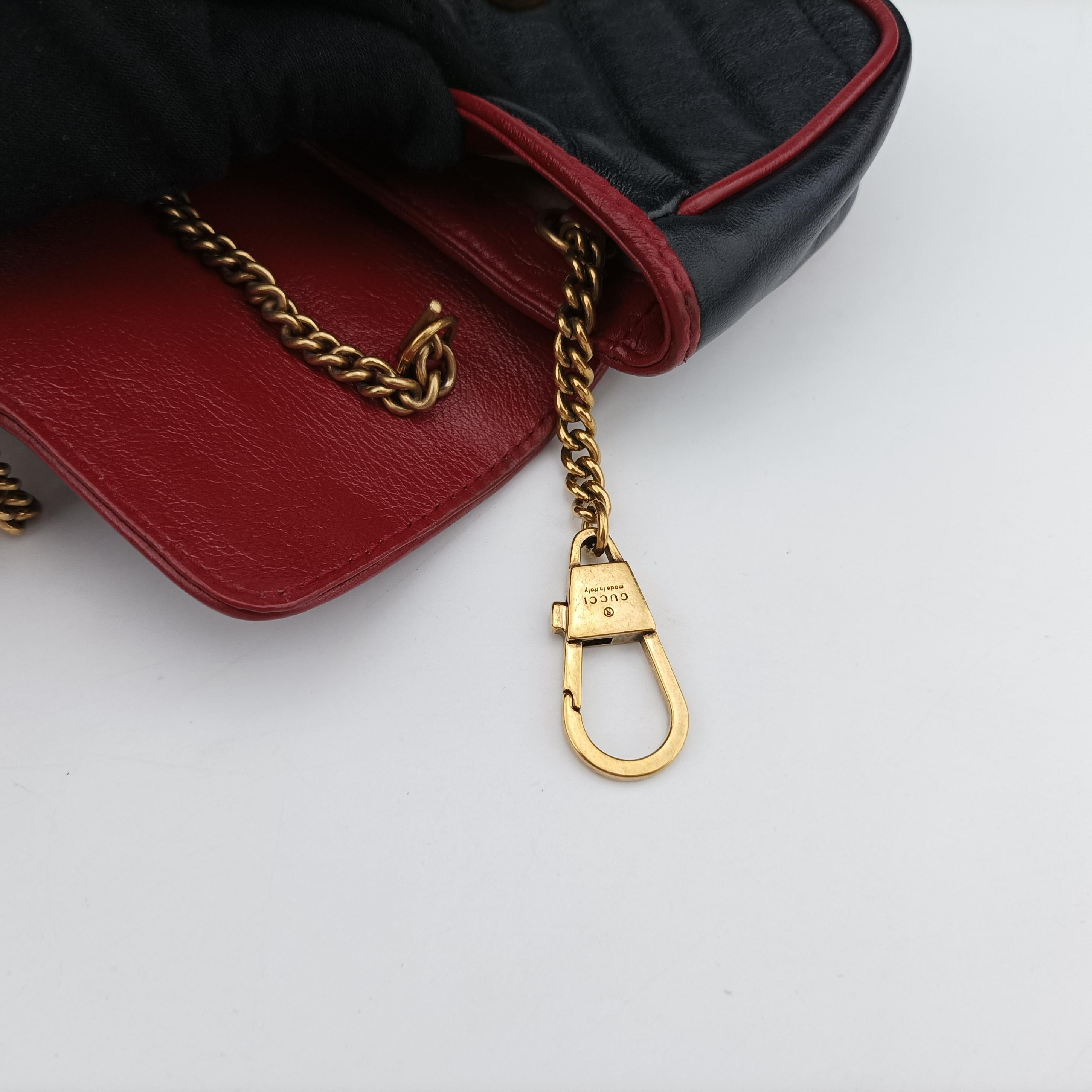 Secondhand Gucci GG Marmont Black×Red Leather 574969 shoulderbag | stylenewstar