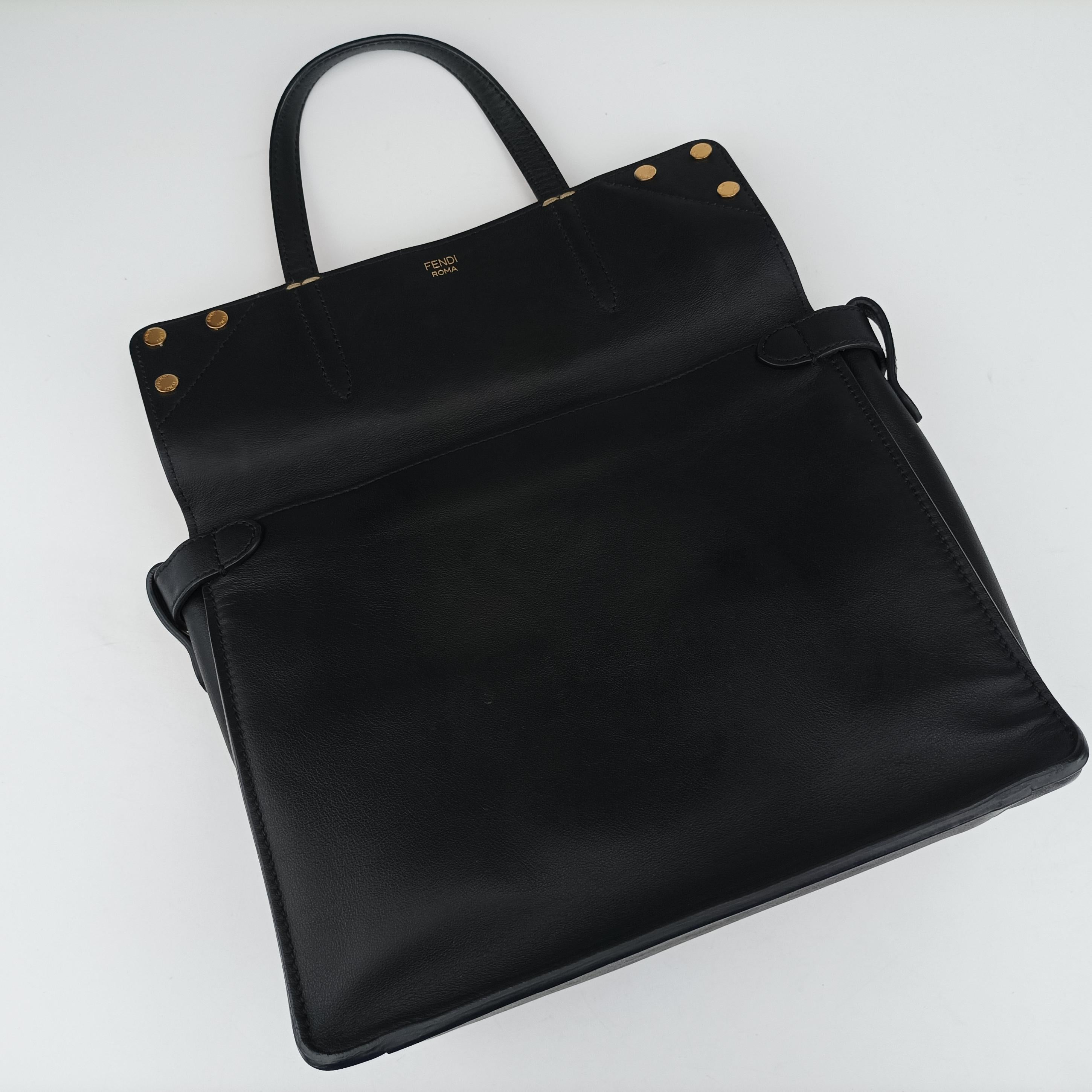 Pre-owned Fendi Flip blackx red x brown Leather× Suede 8BT302 shoulderbag | stylenewstar