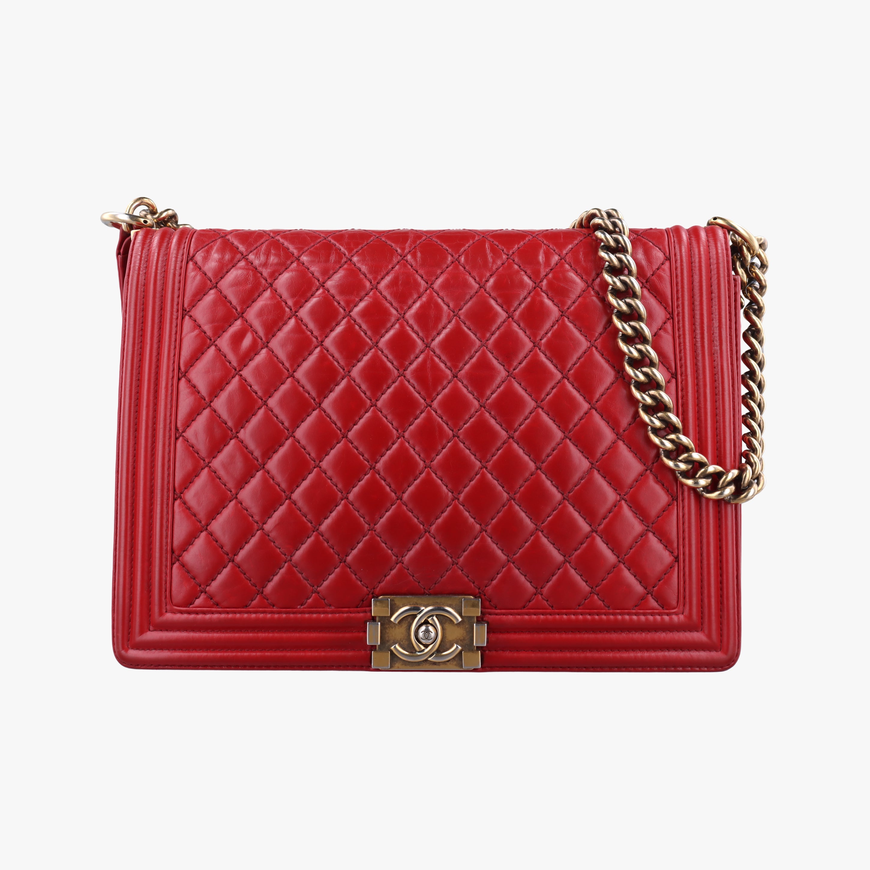 Pre-owned Chanel BOY CHANEL Red Leather A67087 shoulderbag | stylenewstar