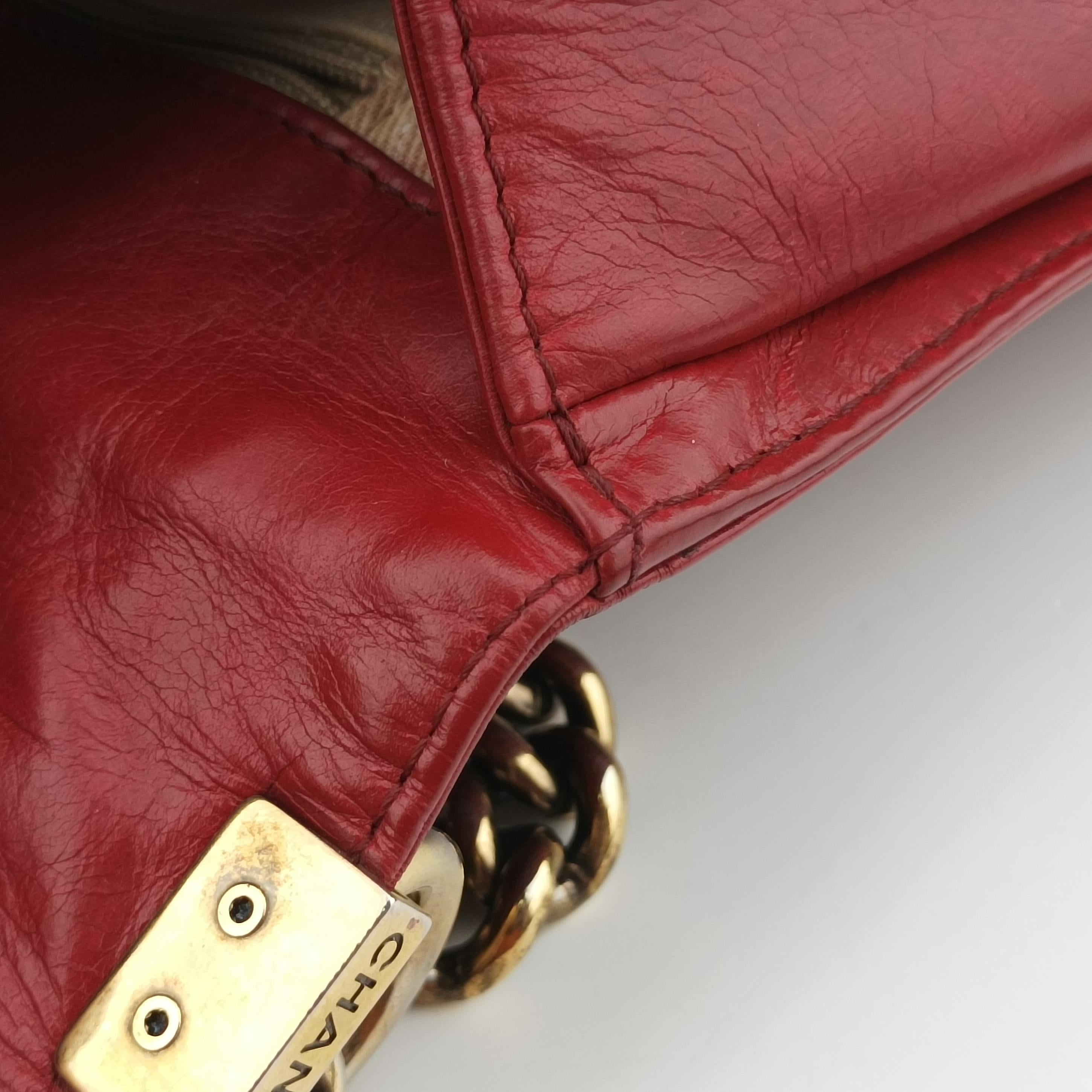 Pre-owned Chanel BOY CHANEL Red Leather A67087 shoulderbag | stylenewstar