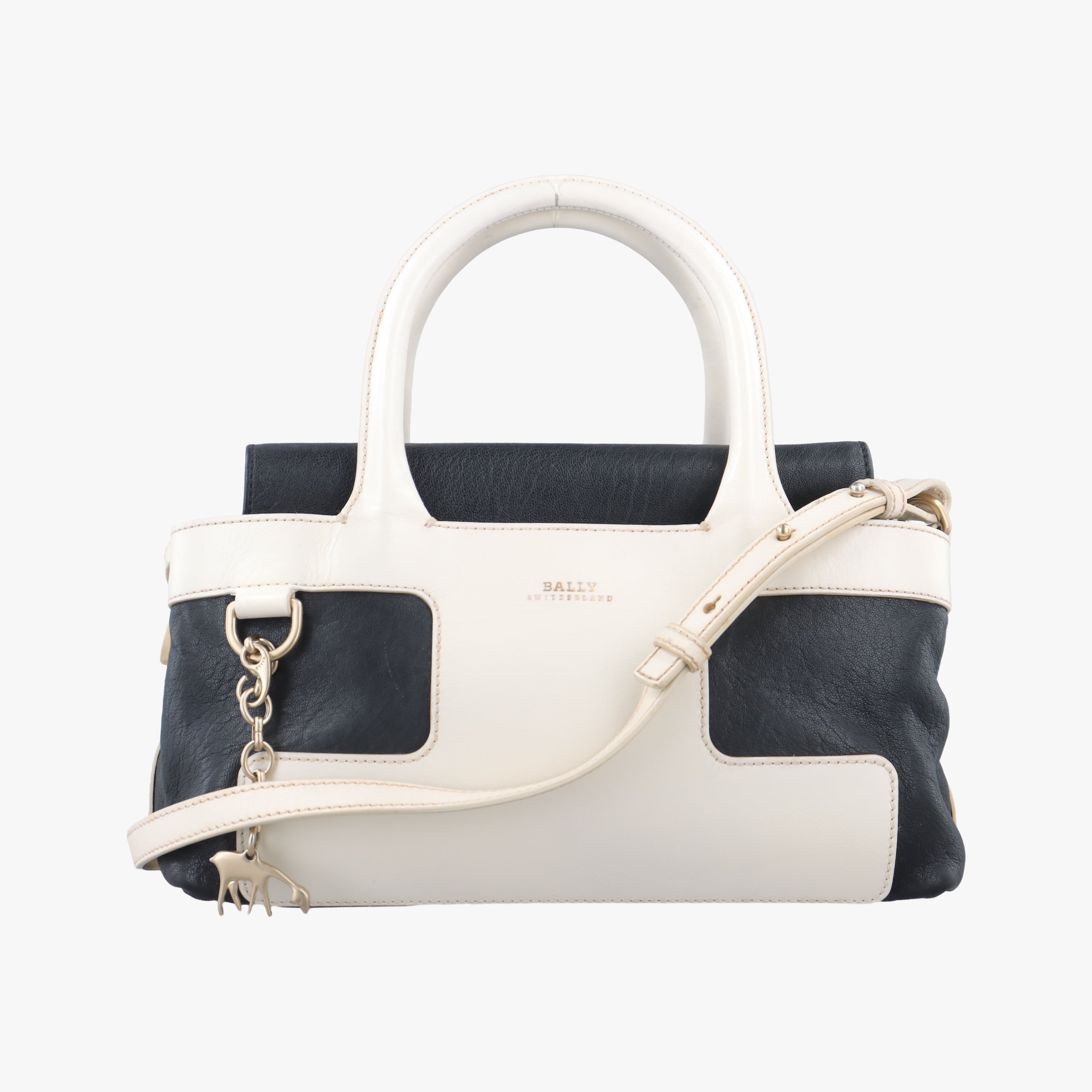 Secondhand Bally Medium Boston Golf Black x White leather  shoulderbag | stylenewstar