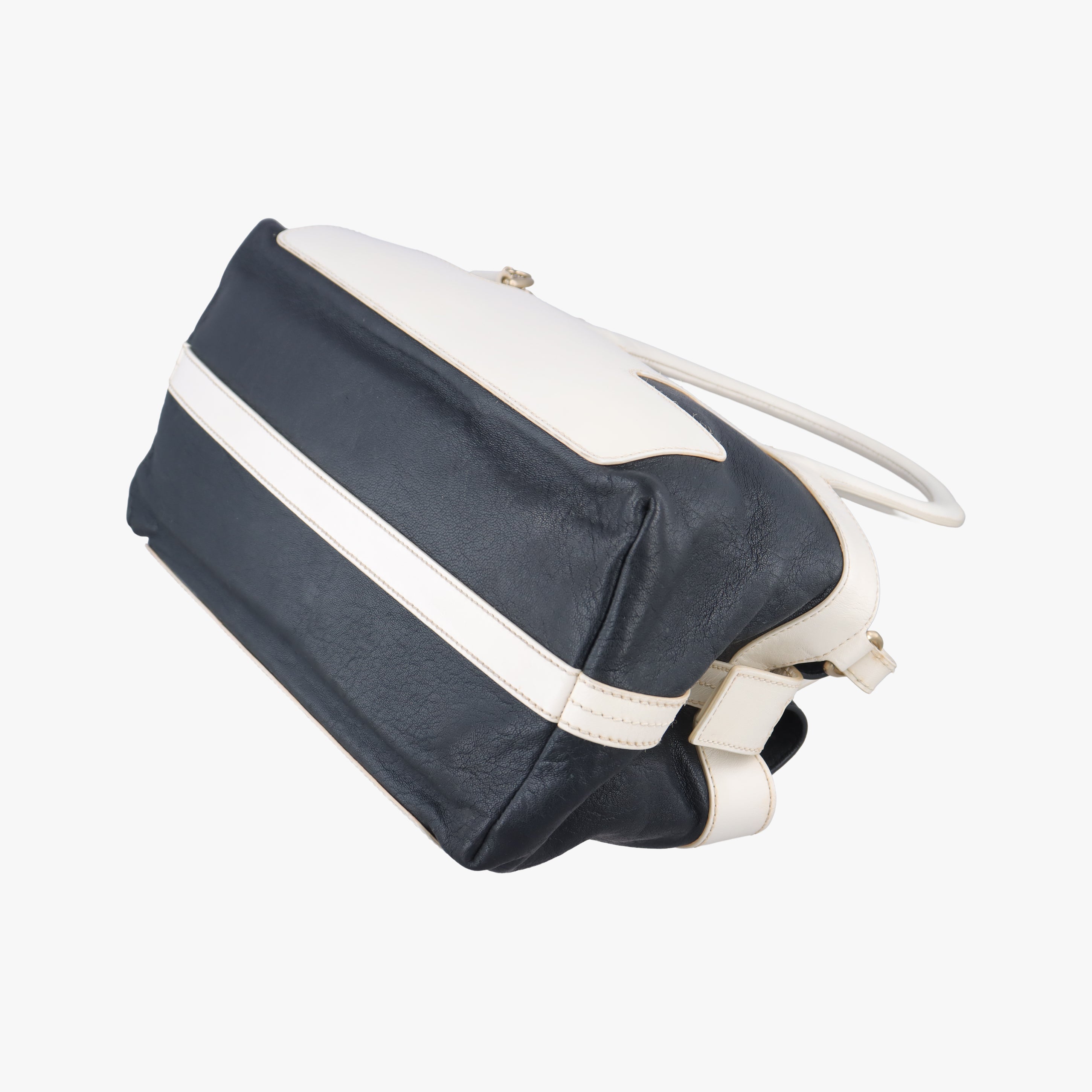 Secondhand Bally Medium Boston Golf Black x White leather  shoulderbag | stylenewstar