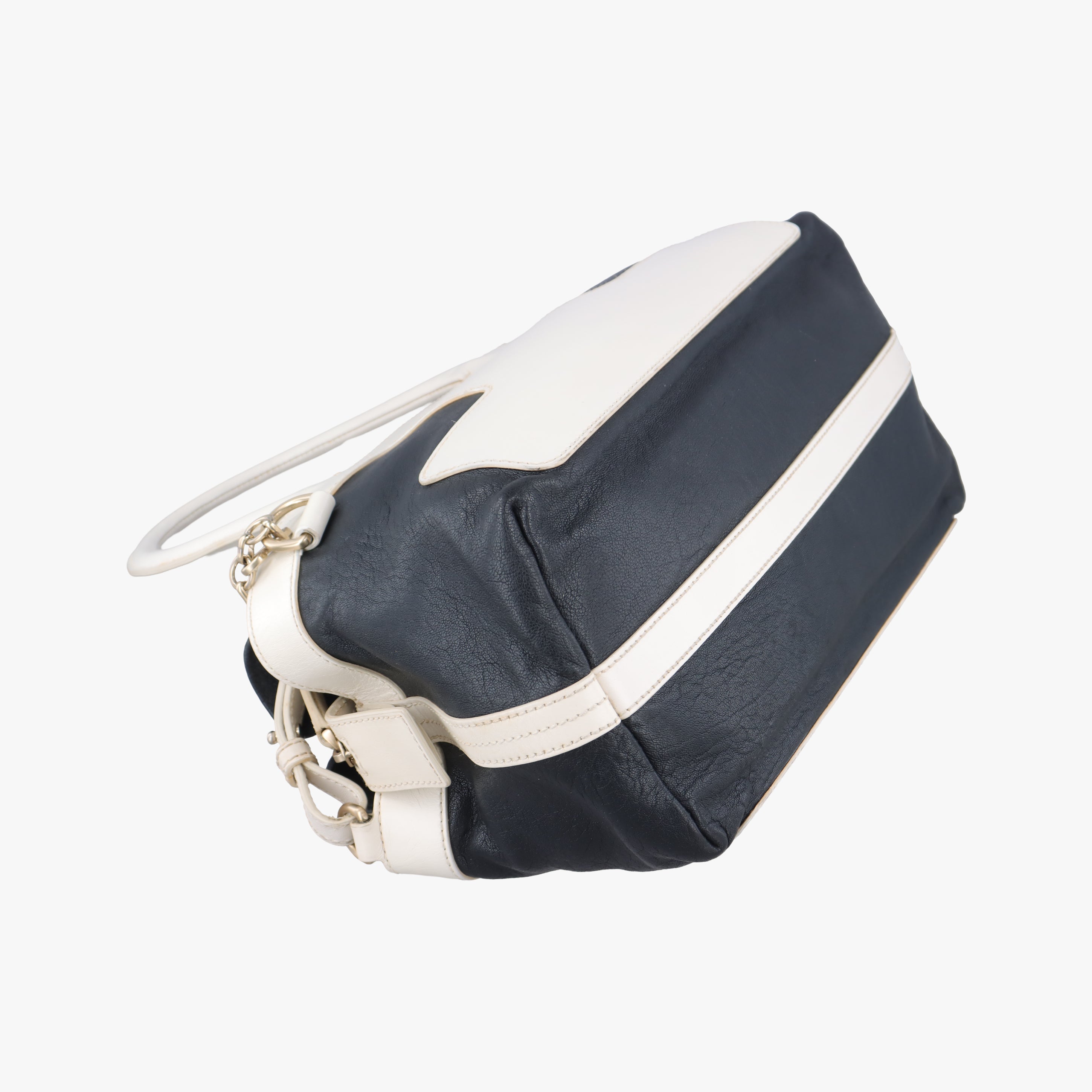 Secondhand Bally Medium Boston Golf Black x White leather  shoulderbag | stylenewstar