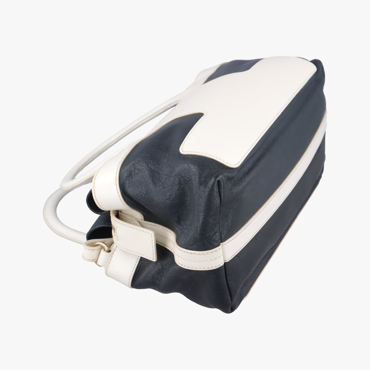 Secondhand Bally Medium Boston Golf Black x White leather  shoulderbag | stylenewstar