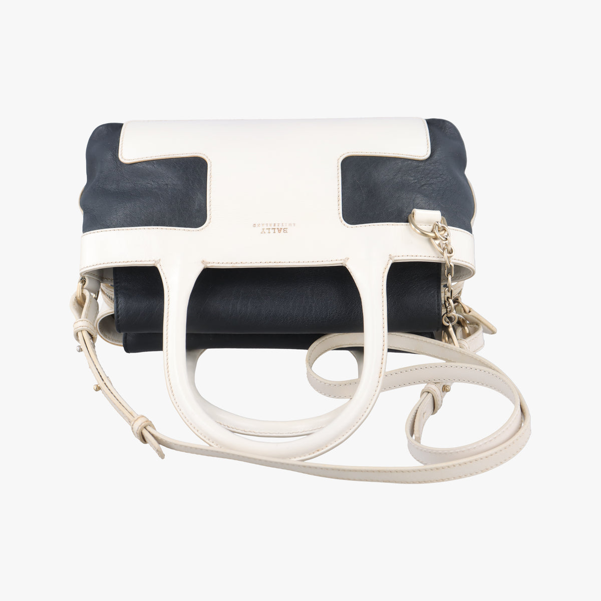 Secondhand Bally Medium Boston Golf Black x White leather  shoulderbag | stylenewstar