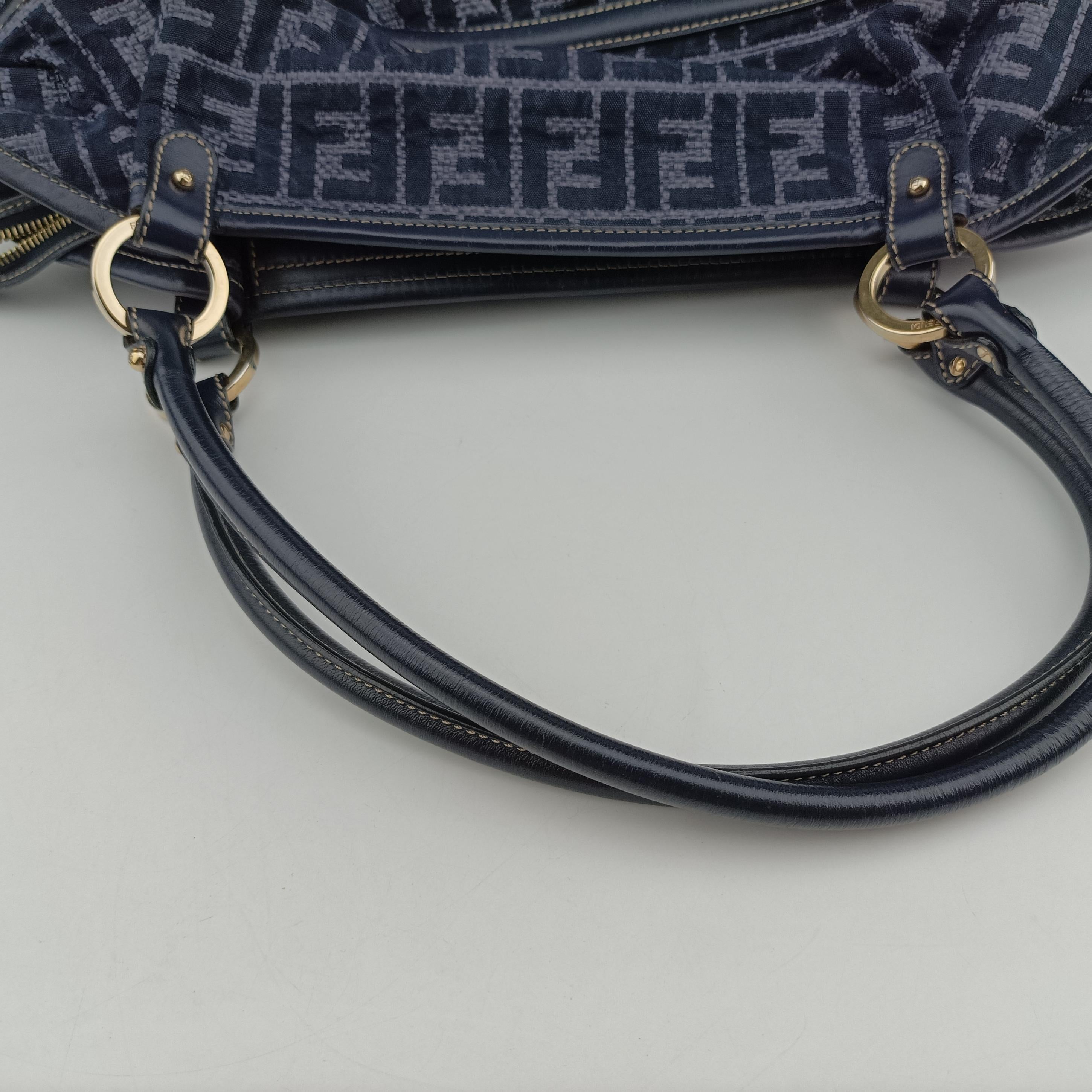 Vintage Fendi Zucca Print Blue Canvas 8BH186 handbag | stylenewstar