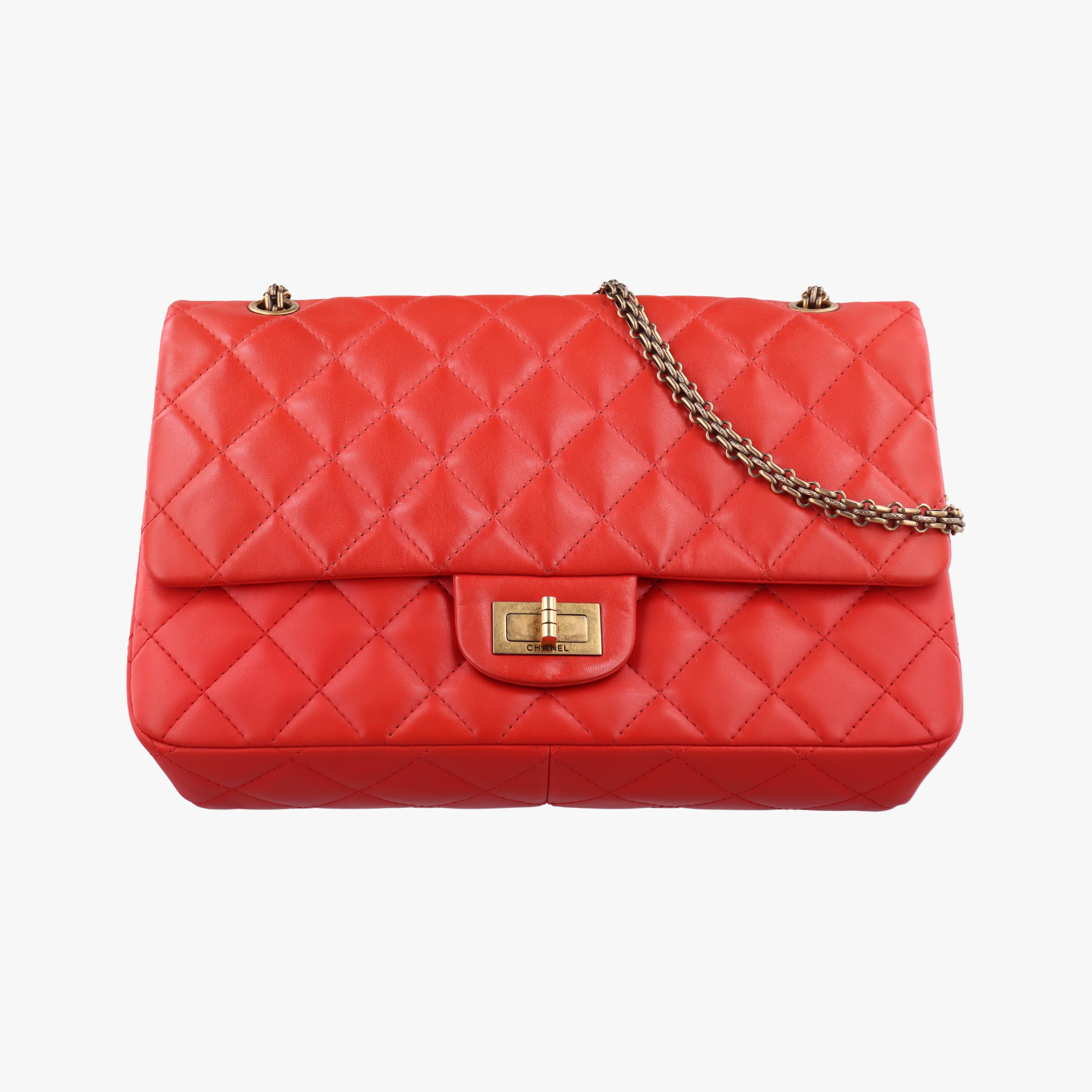 Secondhand Chanel 2.55 double flap Matelasse Red lambskin A37590 shoulderbag | stylenewstar