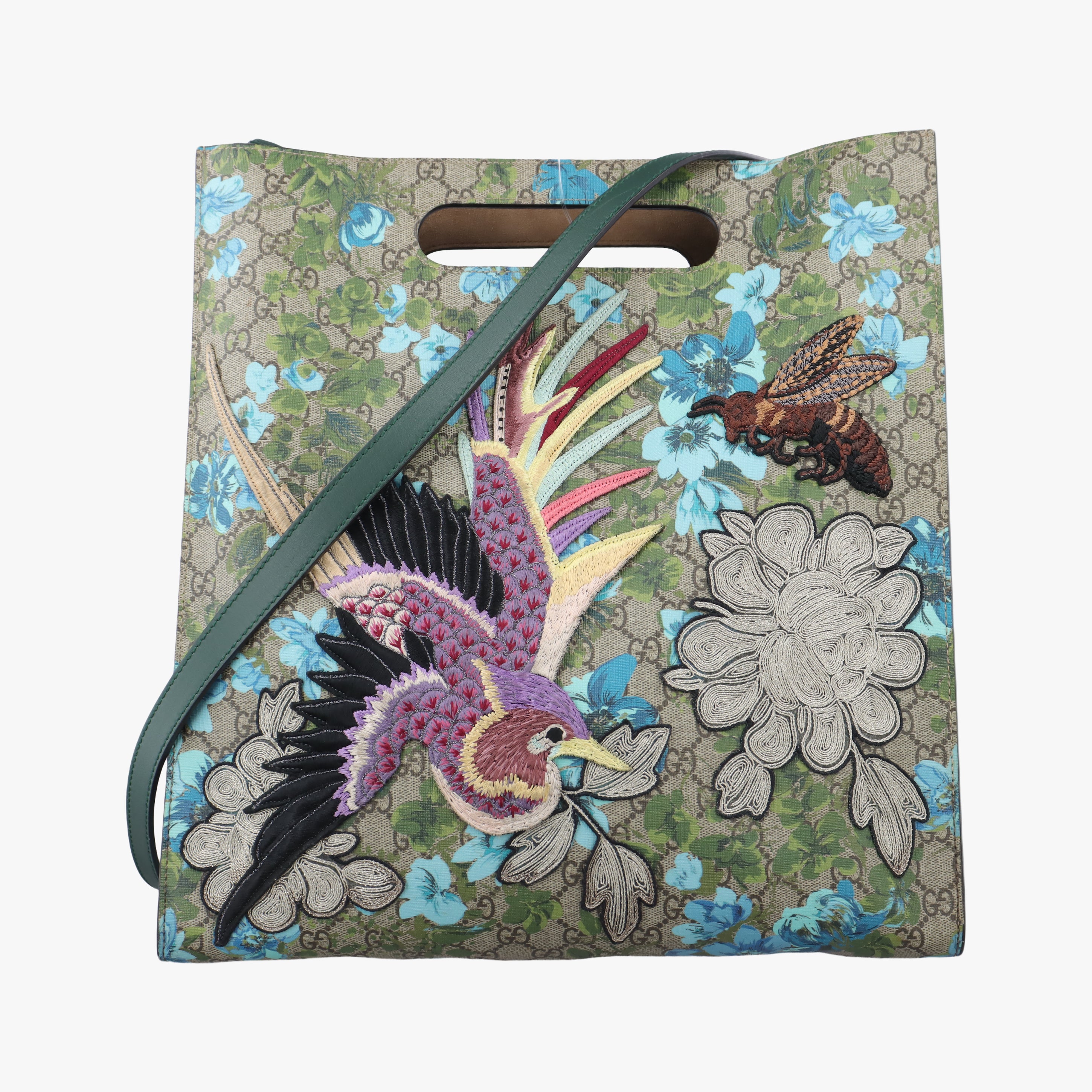 Pre-owned Gucci GG Supreme Linea C Blooms GucciGhost Beige x Multicolour PVC coated canvas 414476 shoulderbag | stylenewstar