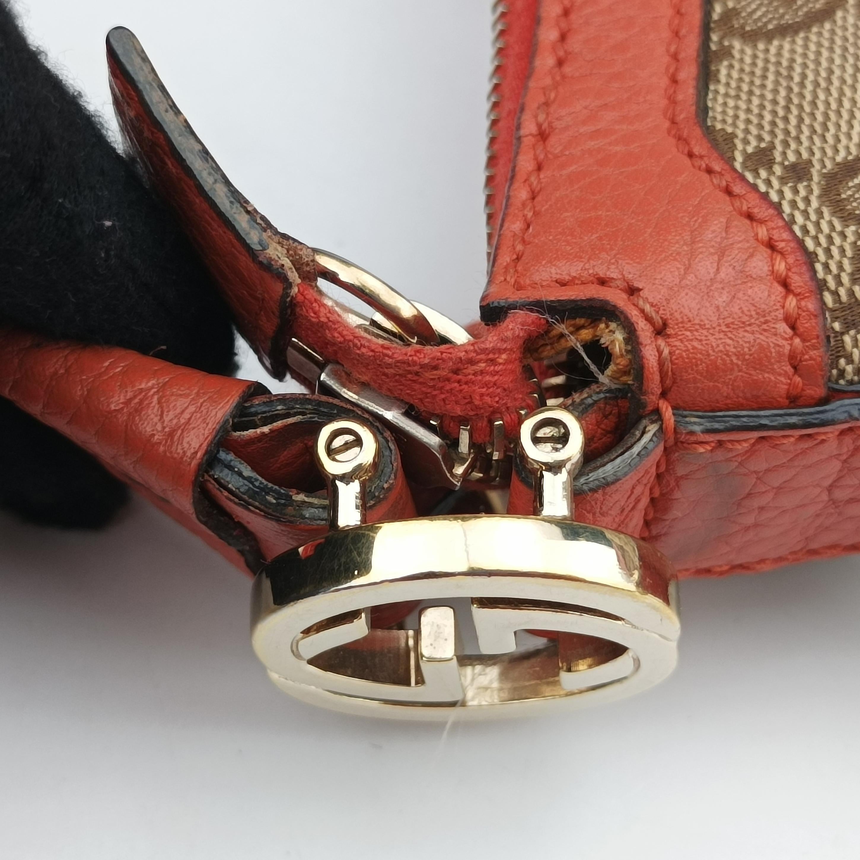 Pre-owned Gucci Miss GG Hobo beige×orange canvas x leather 326514 shoulderbag | stylenewstar