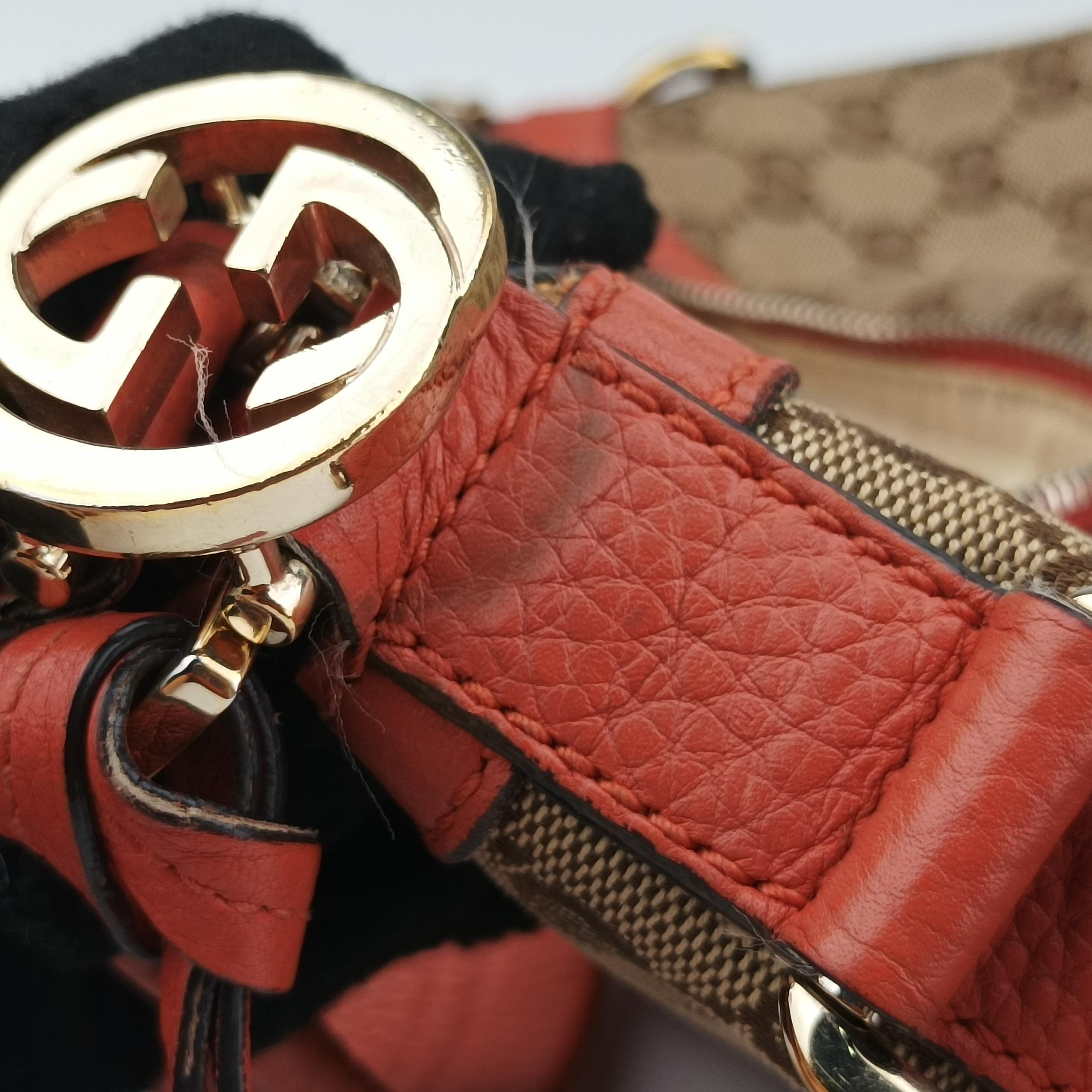 Pre-owned Gucci Miss GG Hobo beige×orange canvas x leather 326514 shoulderbag | stylenewstar