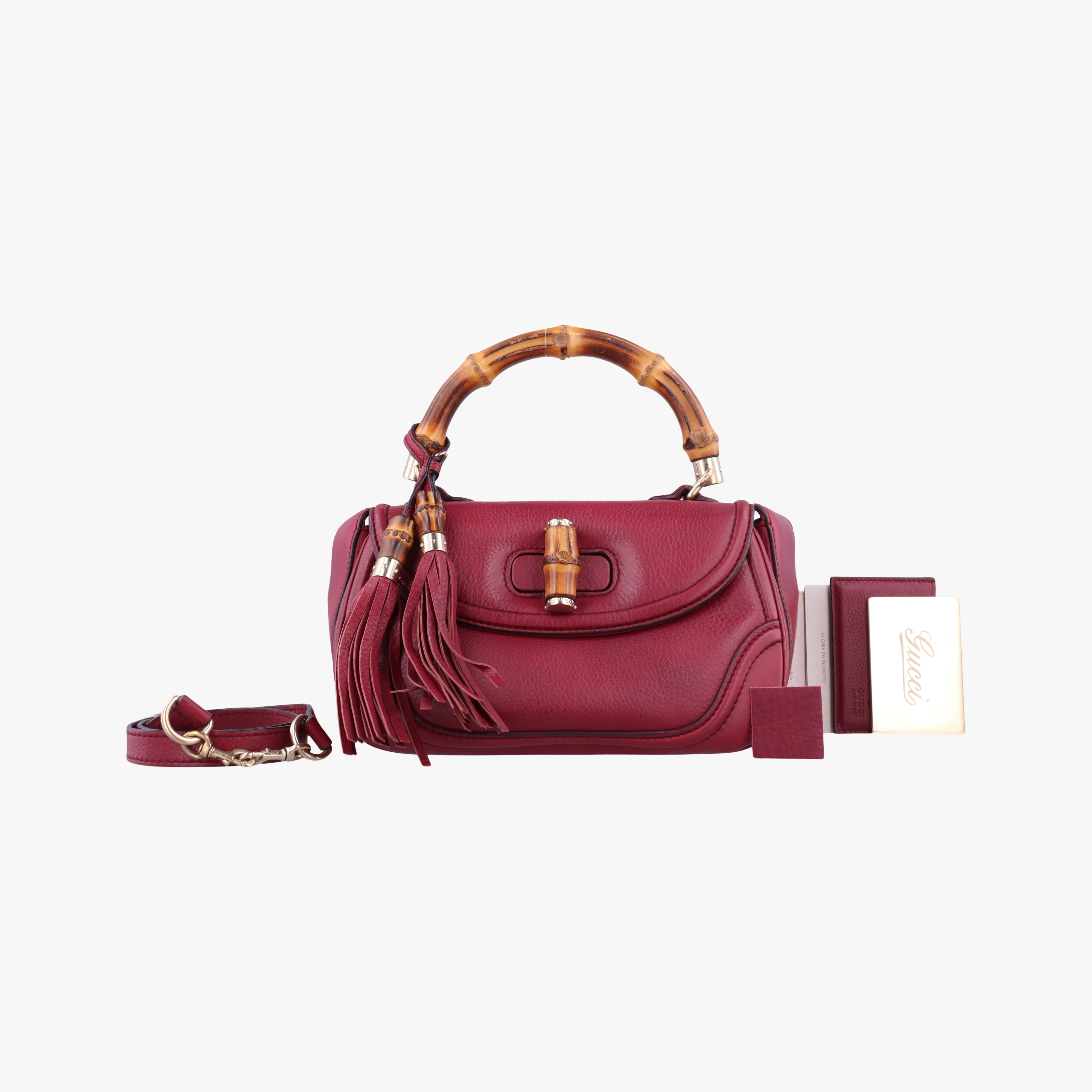 Vintage Gucci New Bamboo Burgundy Leather 254884 shoulderbag | stylenewstar